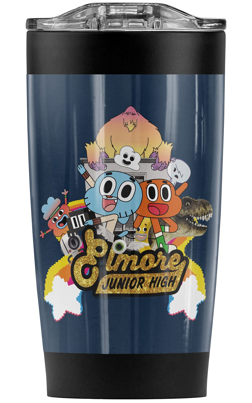 Elmore Junior High Stainless Steel Tumbler 20oz - The Amazing World of Gumball Themed Vacuum Insulated Travel Mug with Leakproof Lid | Keeps Hot & Cold Beverages Perfect Temperature | Ideal for School, Office, Commuting & Outdoor Adventures