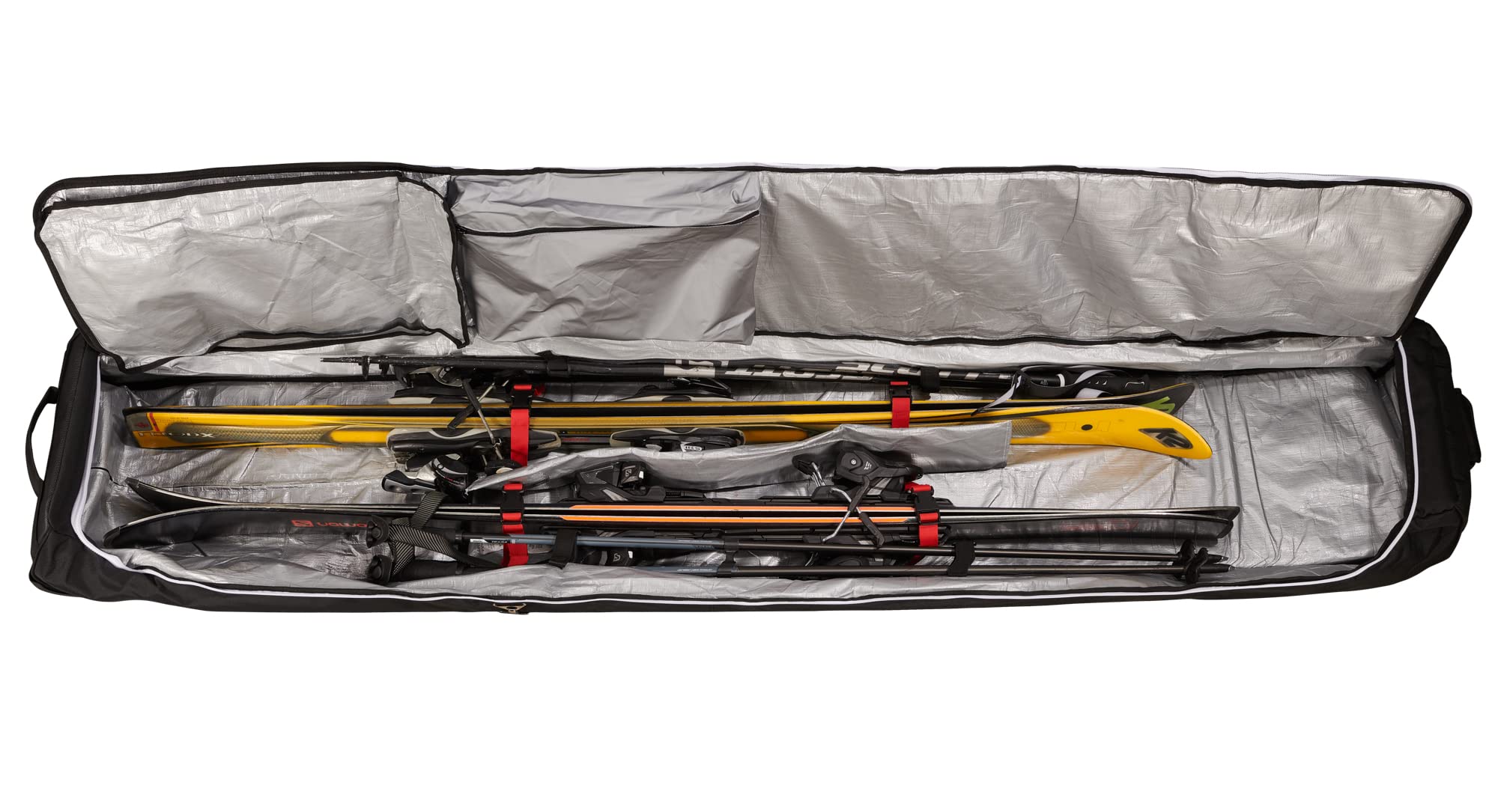Durable Rolling Ski and Snowboard Travel Bag with Wheels - Fits 2 Pairs of Skis or 1 Snowboard - Perfect for Air Travel and Winter Sports Equipment Storage