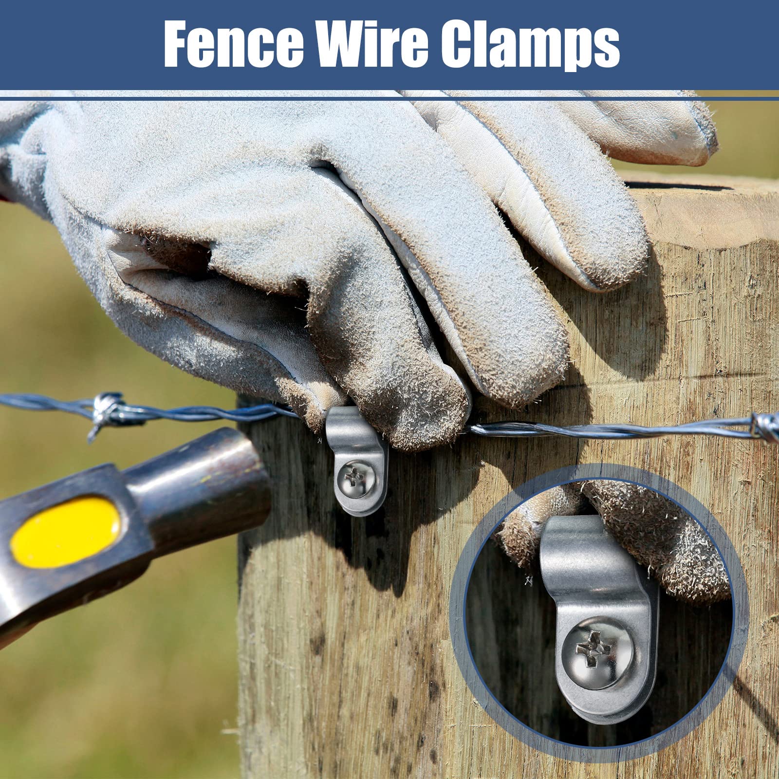60 Pcs Heavy Duty Aluminum Wire Fence Clips - Fence Wire Clamps & Cattle Panel Clamps with Screws for Vinyl, Wood, Metal Fences - Perfect for Farm, Ranch, Garden and DIY Fence Installation Projects