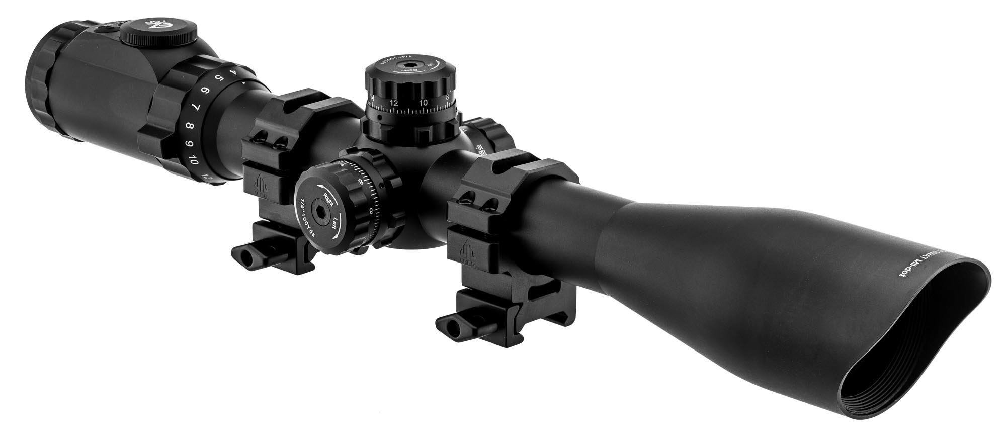 UTG 4-16X44 30mm Rifle Scope with Adjustable Objective (AO), 36-Color Mil-Dot Reticle & Mounting Rings - Black | Ideal for Hunting, Target Shooting & Tactical Use