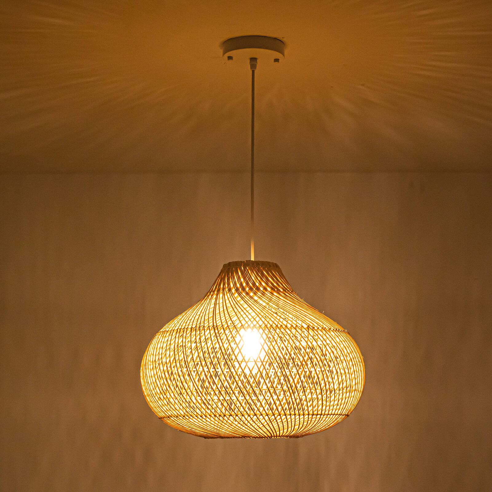 Hand-Woven Rattan Pendant Light - Large Boho Wicker Chandelier for Dining Room, Kitchen Island & Living Room | Natural Fiber Hanging Lamp for Farmhouse, Coastal & Bohemian Home Decor