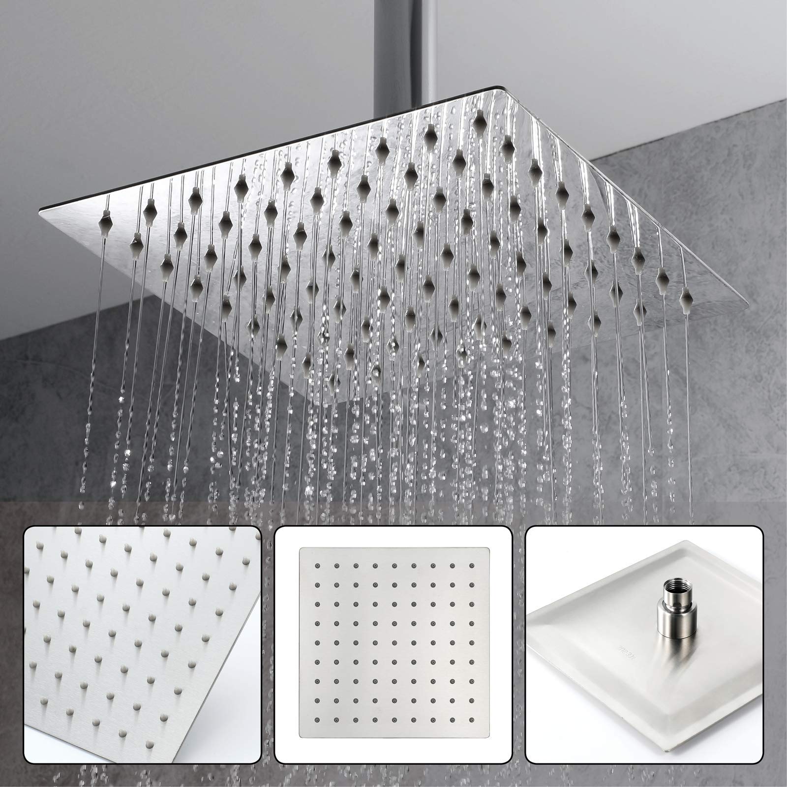 CHLDDHC Chrome Rain Mixer Shower Combo Set - 8 Inch Square Rainfall Shower Head with Handheld Shower & Body Jets - Ceiling Mounted Bathroom Faucet for Luxurious Spa Experience | Perfect for Master Bathrooms & Modern Home Renovations