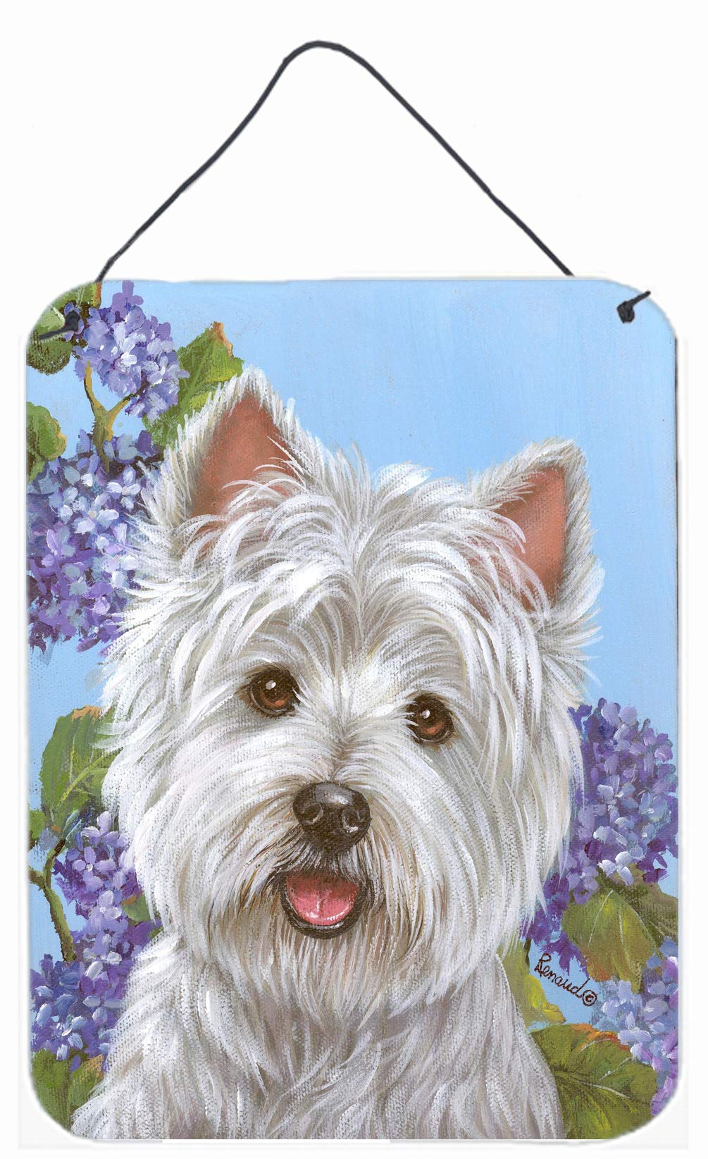Westie Hydrangea Metal Wall Art Sign - 12x16 Inch Aluminum Home Decor for Kitchen, Bar, Bathroom & Front Door - Colorful Indoor/Outdoor Hanging Plaque - Perfect for Farmhouse, Cottage & Pet Lover Decor