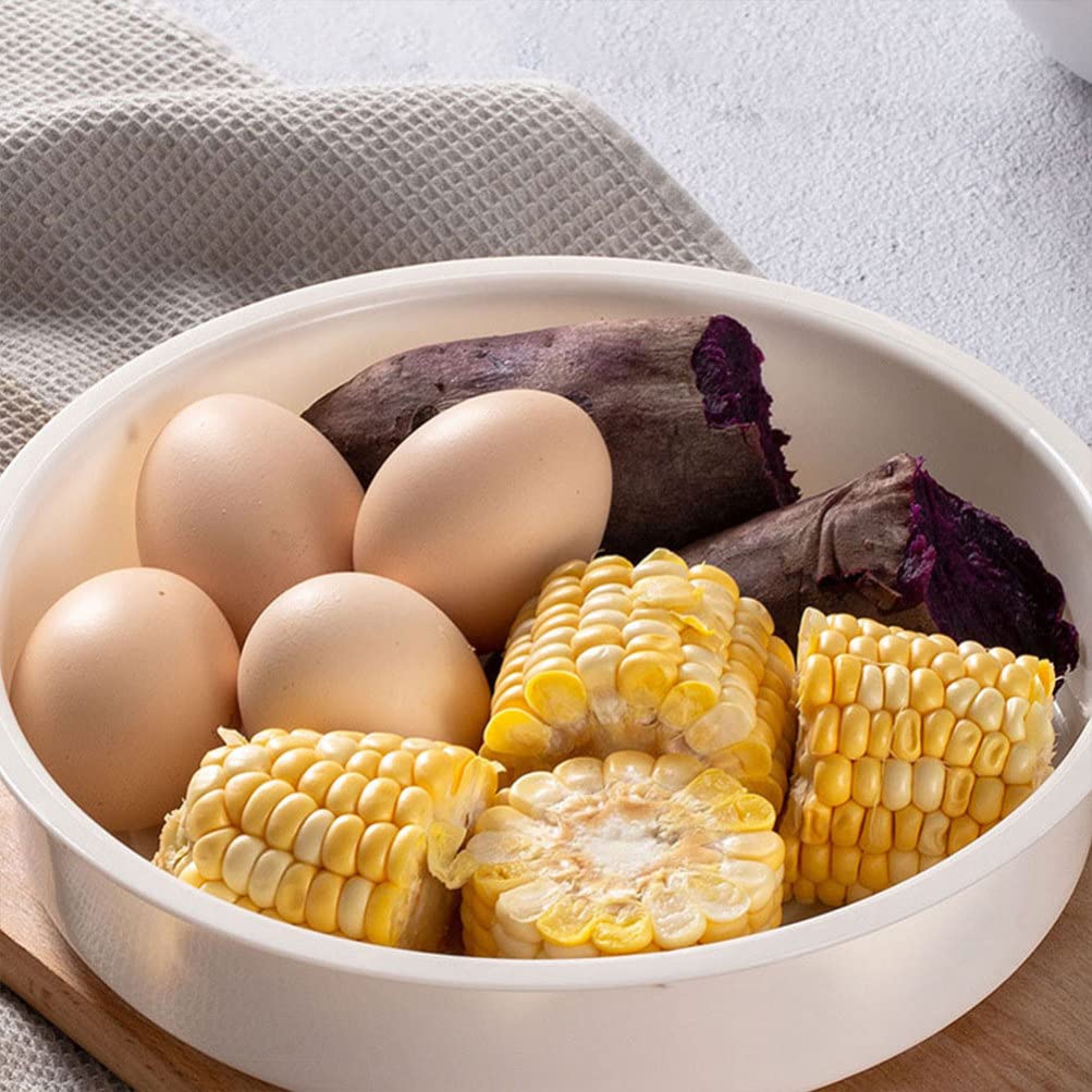 DOITOOL 2-Piece Plastic Steamer Basket Set for Rice Cookers - Vegetable Steamer, Steamed Bun Tray with Drain Holes - Perfect for Healthy Meals, Dumplings & Rice Cooking (2L Capacity)