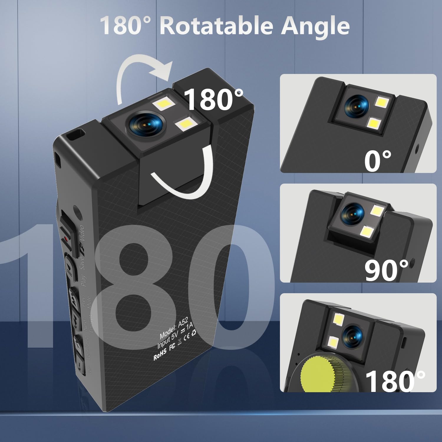 1080P HD Body Camera with Night Vision & 128GB - Police & Security Use