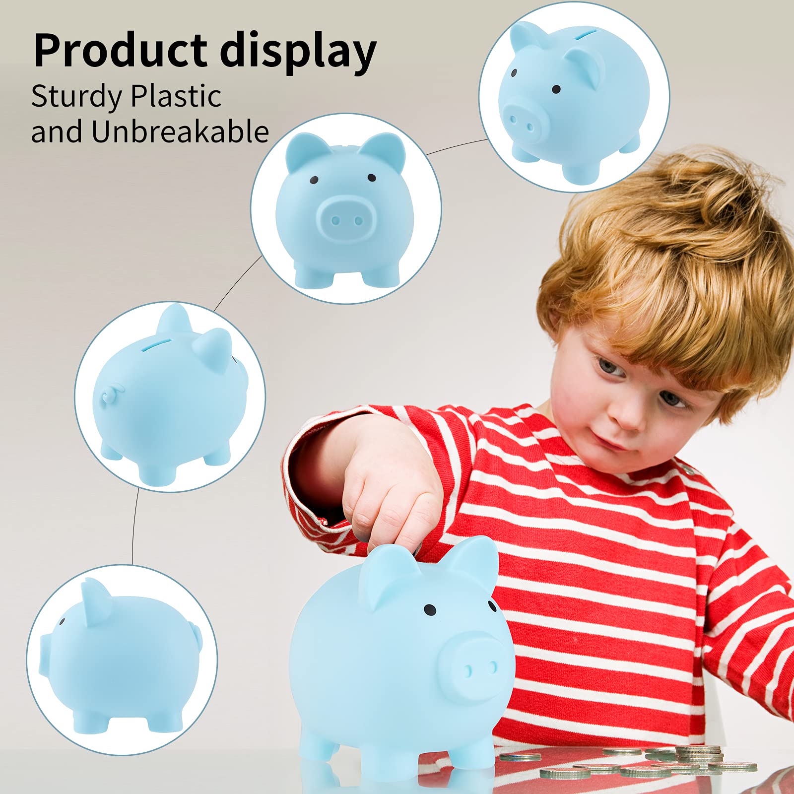 Unbreakable Blue Piggy Bank for Boys - Durable Plastic Money Bank for Kids, Perfect Birthday, Festival & Baby Shower Gift - Teach Savings with Fun for Toddlers & Children