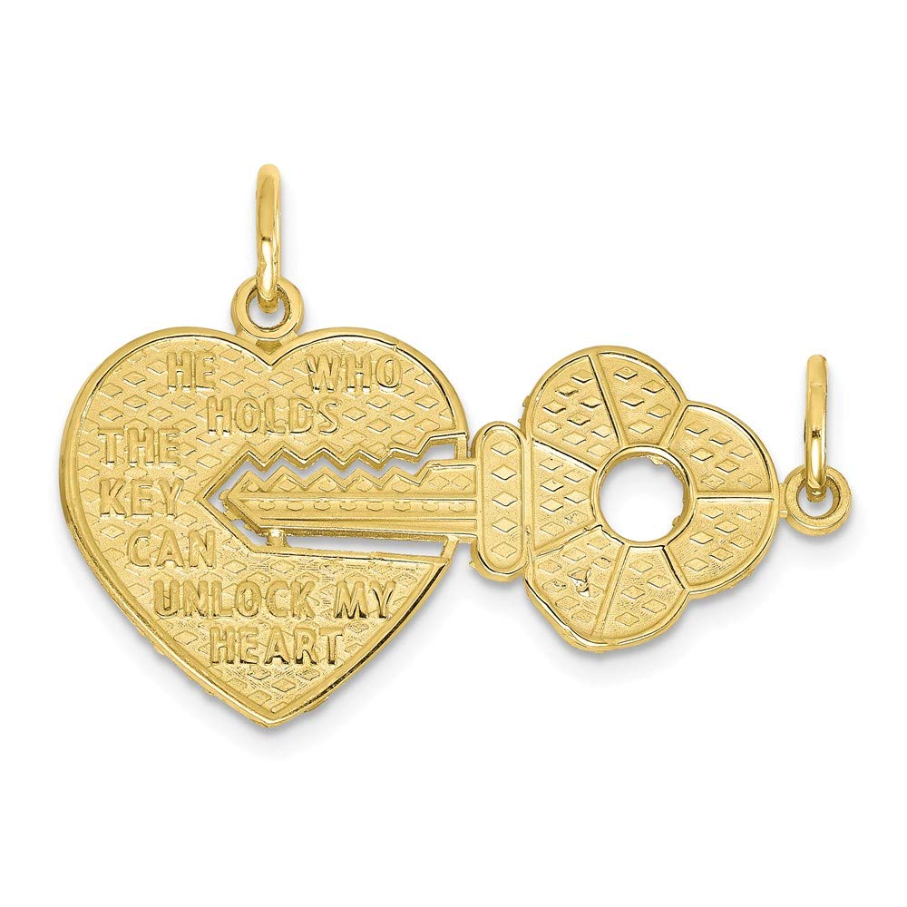 10K Yellow Gold Heart & Key Charm Pendant - Elegant Jewelry for Women - Perfect for Gifts, Anniversaries & Special Occasions