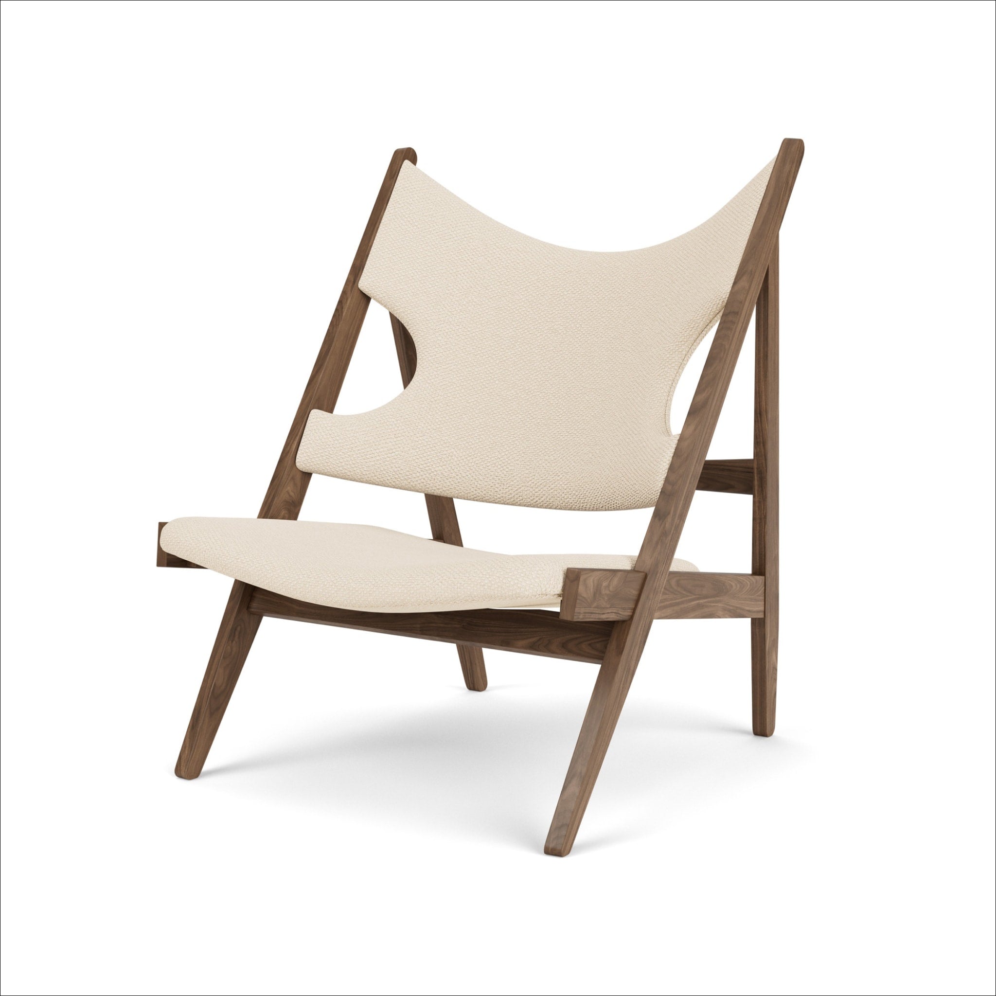 PRE ORDER AUDO CPH Knitting Lounge Chair - Walnut Frame with Logan Jasmine Upholstery - Comfortable Handmade Knit Chair for Living Room, Bedroom & Reading Nook