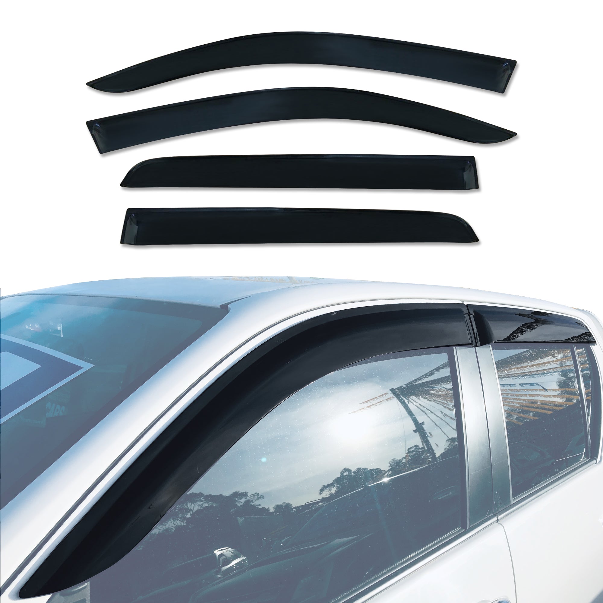 Toyota Hilux Dual Cab 2015+ Weather Shields - Durable Injection Molded Window Deflectors for Rain & Sun Protection | Perfect for Off-Roading & Outdoor Adventures