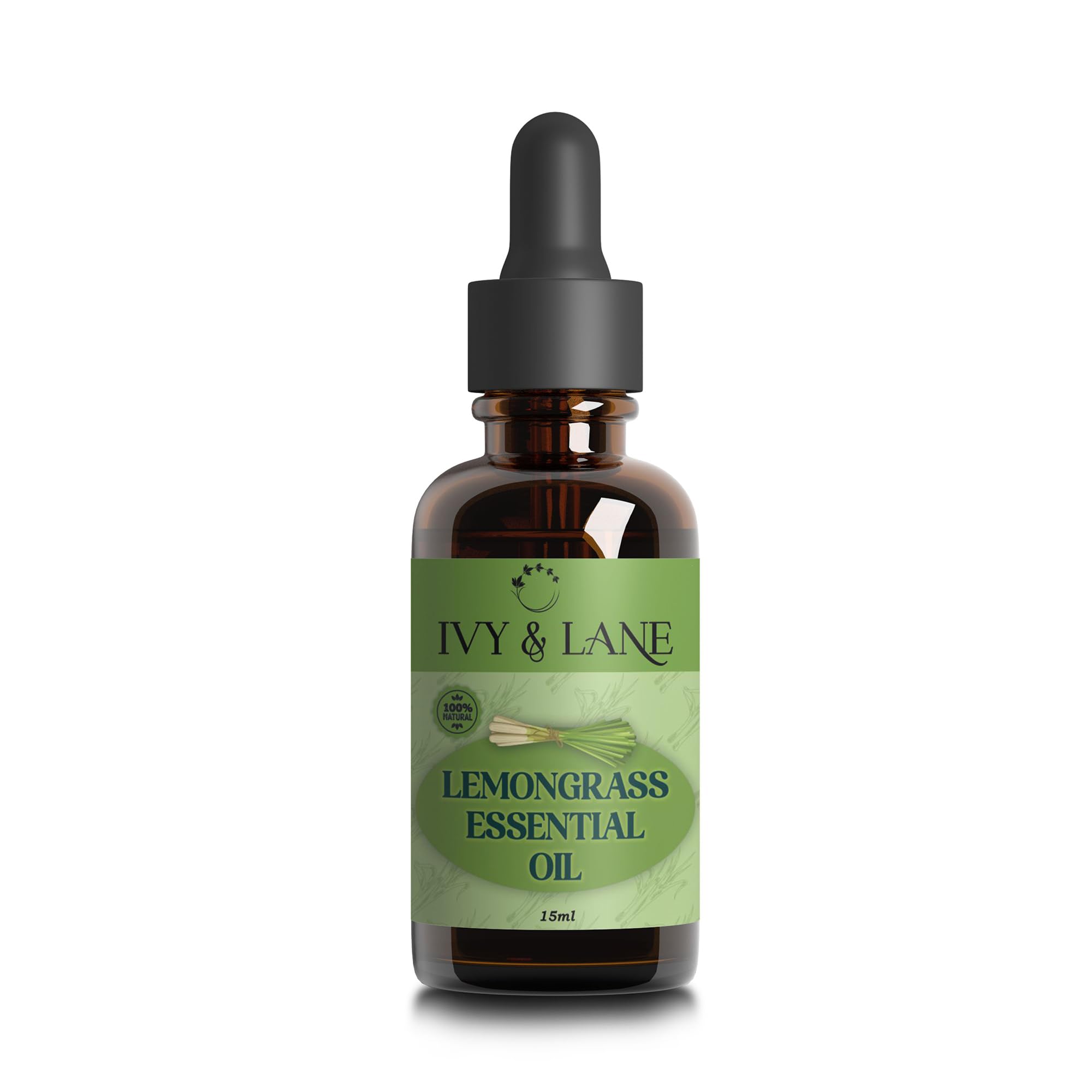 **Ivy & Lane 100% Pure Organic Lemongrass Essential Oil - Undiluted, Therapeutic Grade for Stress Relief, Headache Relief & Natural Insect Repellent - 15ml with Dropper - Perfect for Aromatherapy, Massage & DIY Skincare**
