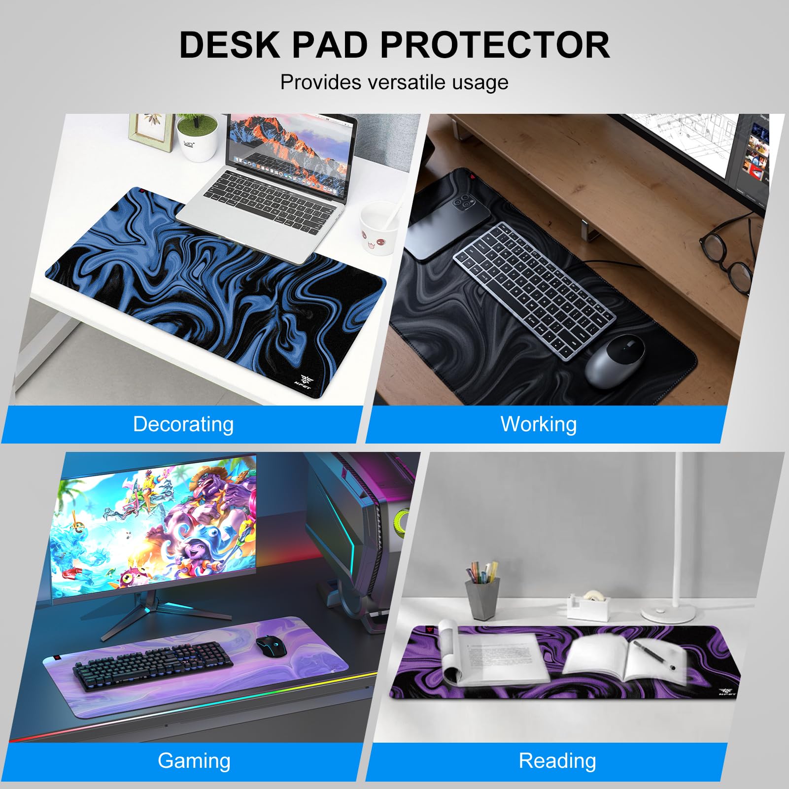 NPET MP02-SP RGB Gaming Mouse Pad with Anti-Slip Base - Large Cloth Mouse Mat with Stitched Edges & Water-Resistant Surface - Optimized for Precision Gaming Sensors - Perfect for PC, Laptop & Esports Gaming Setup