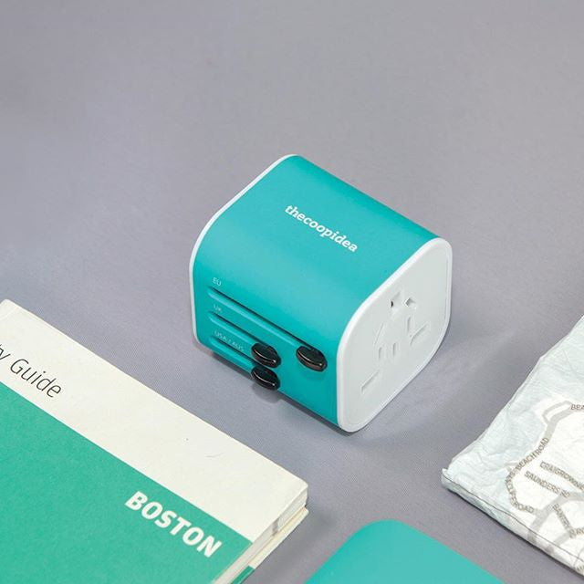 Thecoopidea Cubic Universal Travel Adapter - Worldwide All-in-One Power Converter with USB Ports for iPhone, Android, Laptop | Perfect for Business Trips, Vacations & International Travel