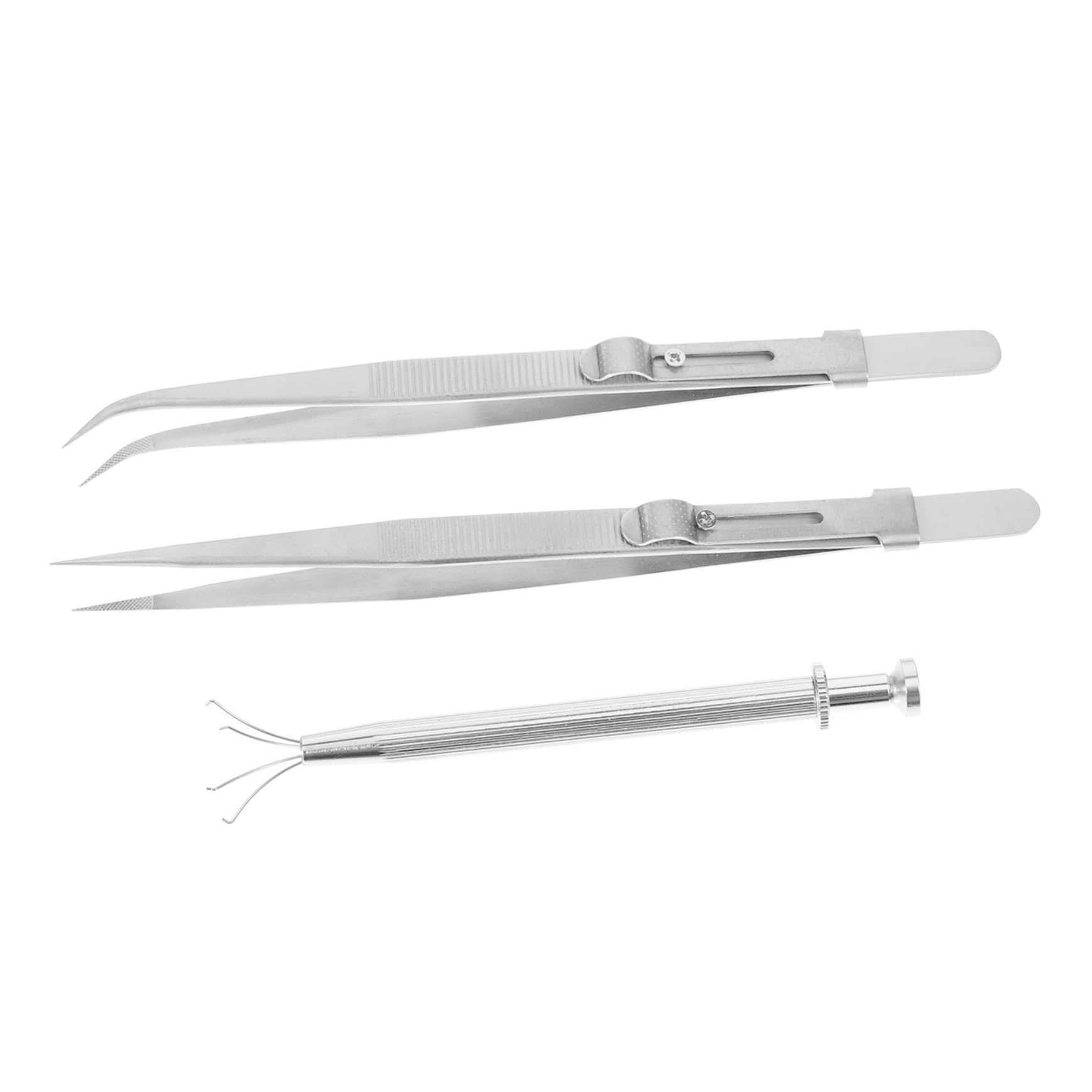 Premium Stainless Steel Jewelry & Lash Tweezers Set - Professional Eyelash Extension Applicator, Watch Band & Spring Removal Tools for Women (Silver) | Perfect for Salon, Home & DIY Beauty Care