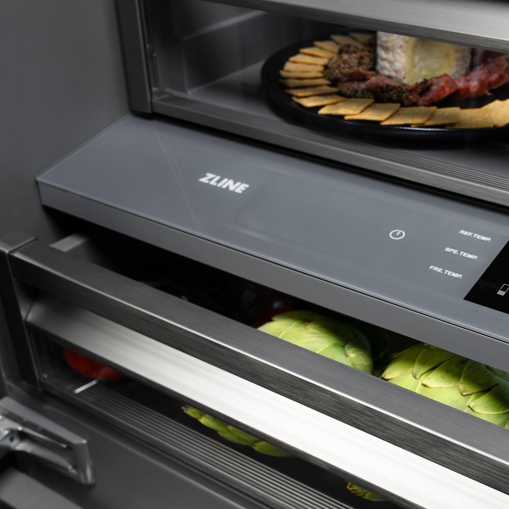 ZLINE Autograph Edition 60-Inch French Door Built-In Refrigerator - 32.2 cu.ft Capacity, Bottom Freezer, Water Dispenser & Ice Maker - Stainless Steel with Graphite Gray Interior & Matte Black Accents (GRBIVZ 304 60MB) - Perfect for Modern Kitchens & Luxury Homes