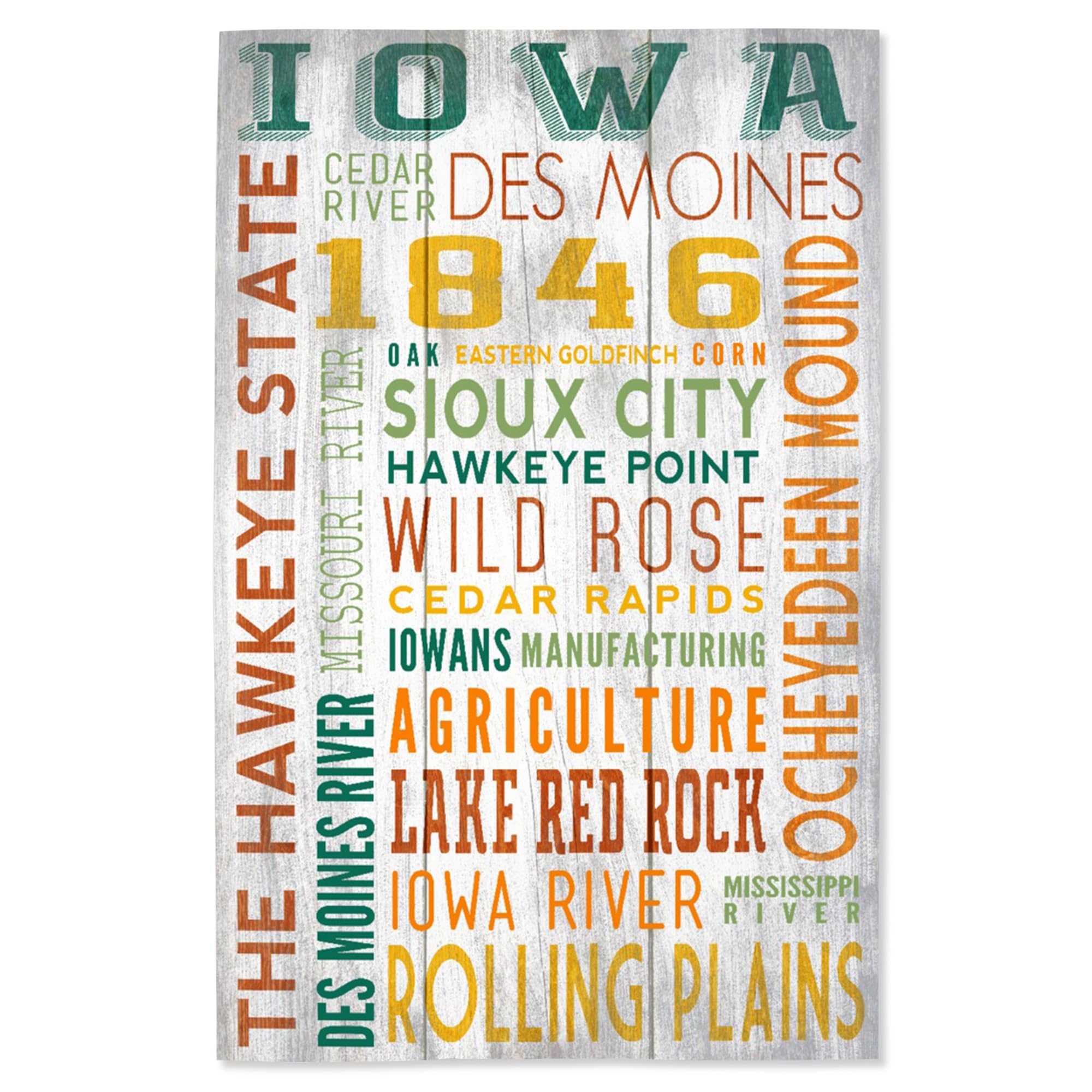 Lantern Press 16x24 Inch Giclee Print - Iowa Rustic Typography Wall Art | Vintage Farmhouse Decor for Living Room, Bedroom & Office