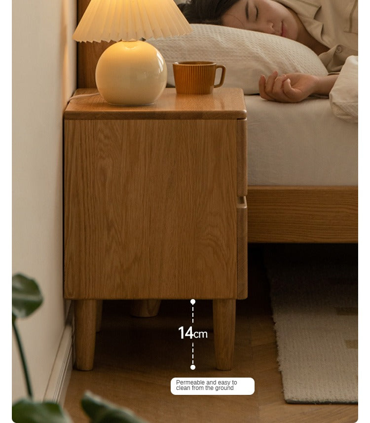 Solid Oak Wood Nightstand - Modern Bedside Table with Drawer for Bedroom, Living Room, or Guest Room - Durable & Stylish Home Furniture
