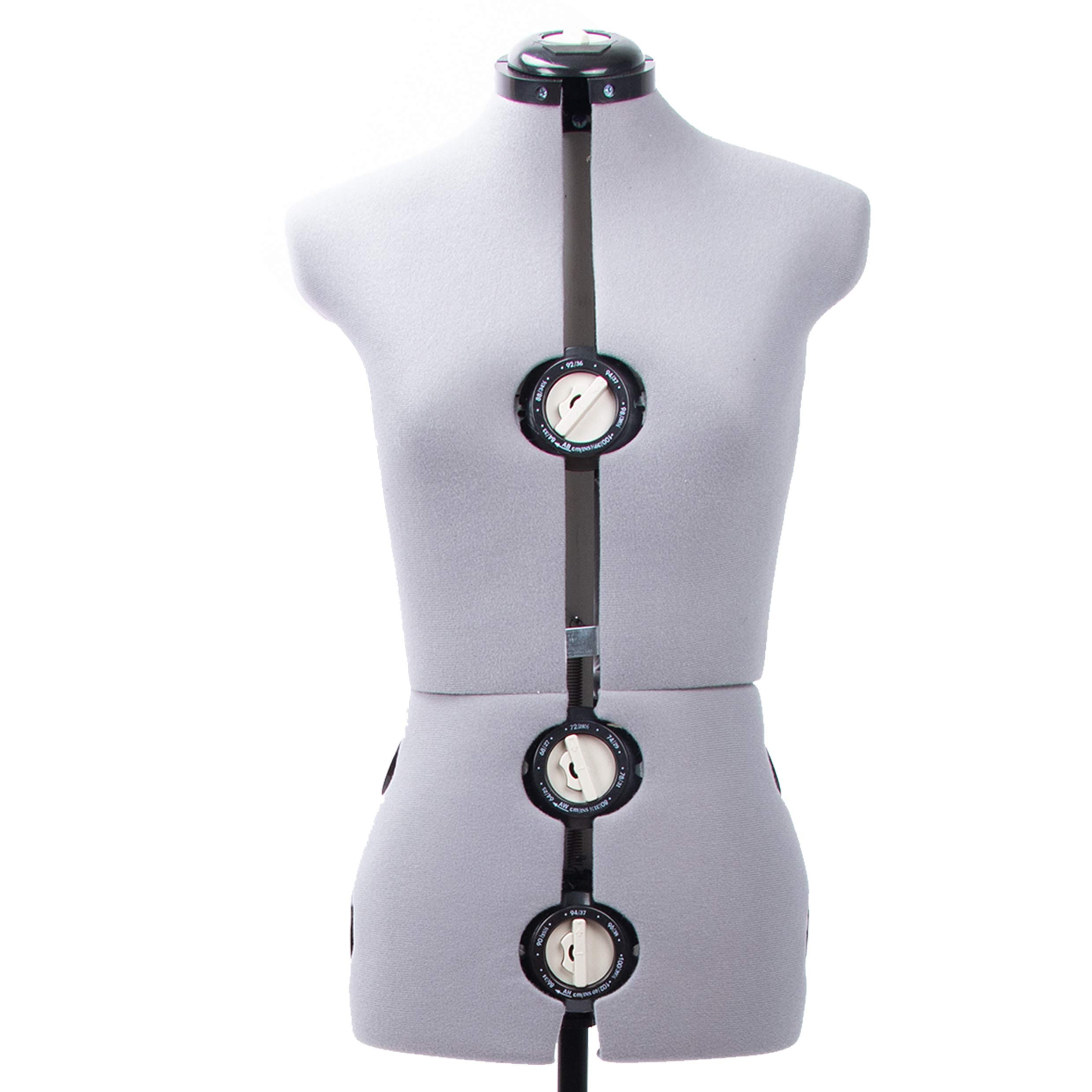 BHD BEAUTY Gray 13 Dials Adjustable Dress Form Mannequin for Sewing - Female Body Torso with Tripod Stand, Up to 70