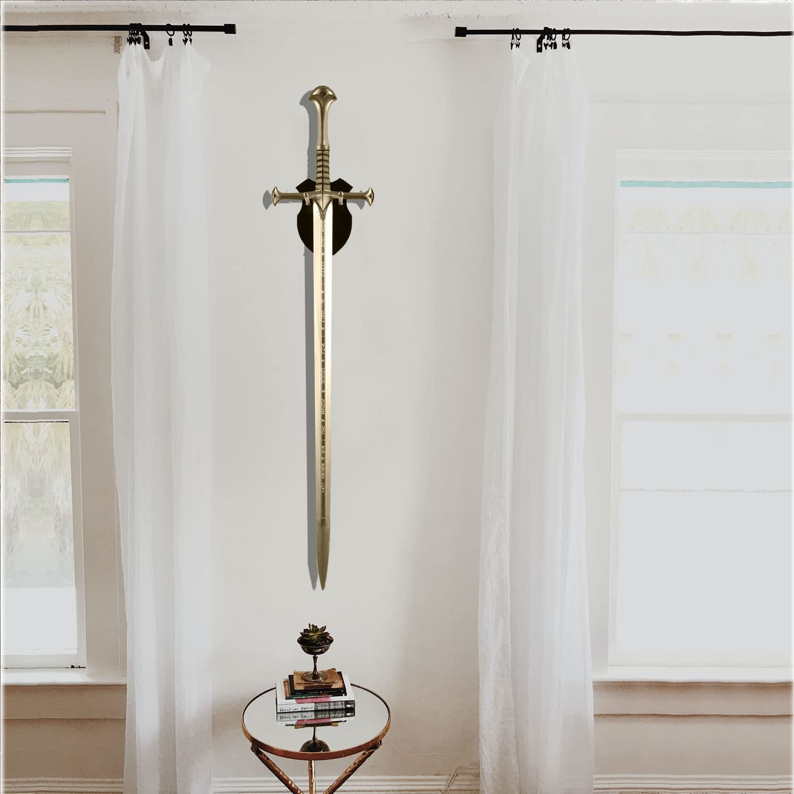 Black Wall Mounted Sword Rack - Vertical Display Stand for Swords, Axes & Weapons - Heavy Duty Metal Holder for Home Decor, Medieval Collection & Cosplay Accessories