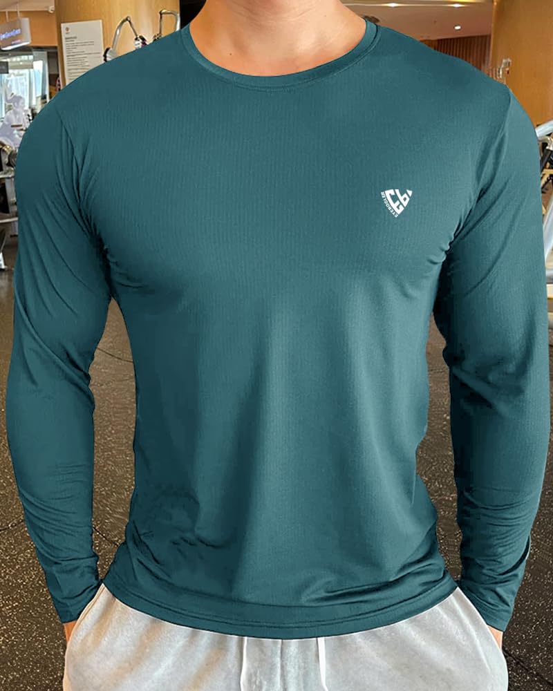 EYEBOGLER Men's Round Neck Full Sleeve Active T-Shirt - Breathable Regular Fit Workout Tee for Gym, Running & Casual Wear