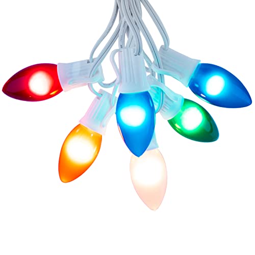 Frosted Multicolor Bulb White Wire