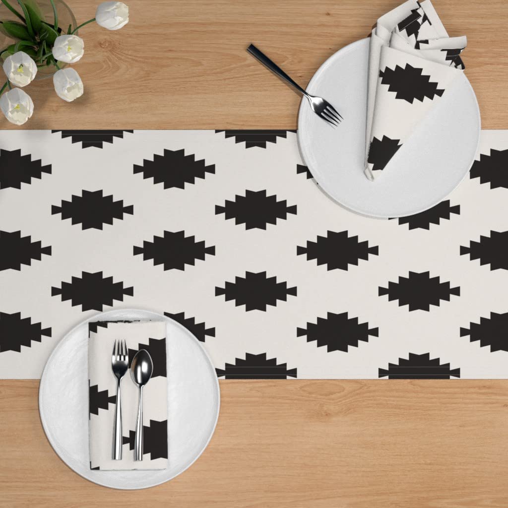 Custom Geometric Print Cotton Sateen Table Runner 108