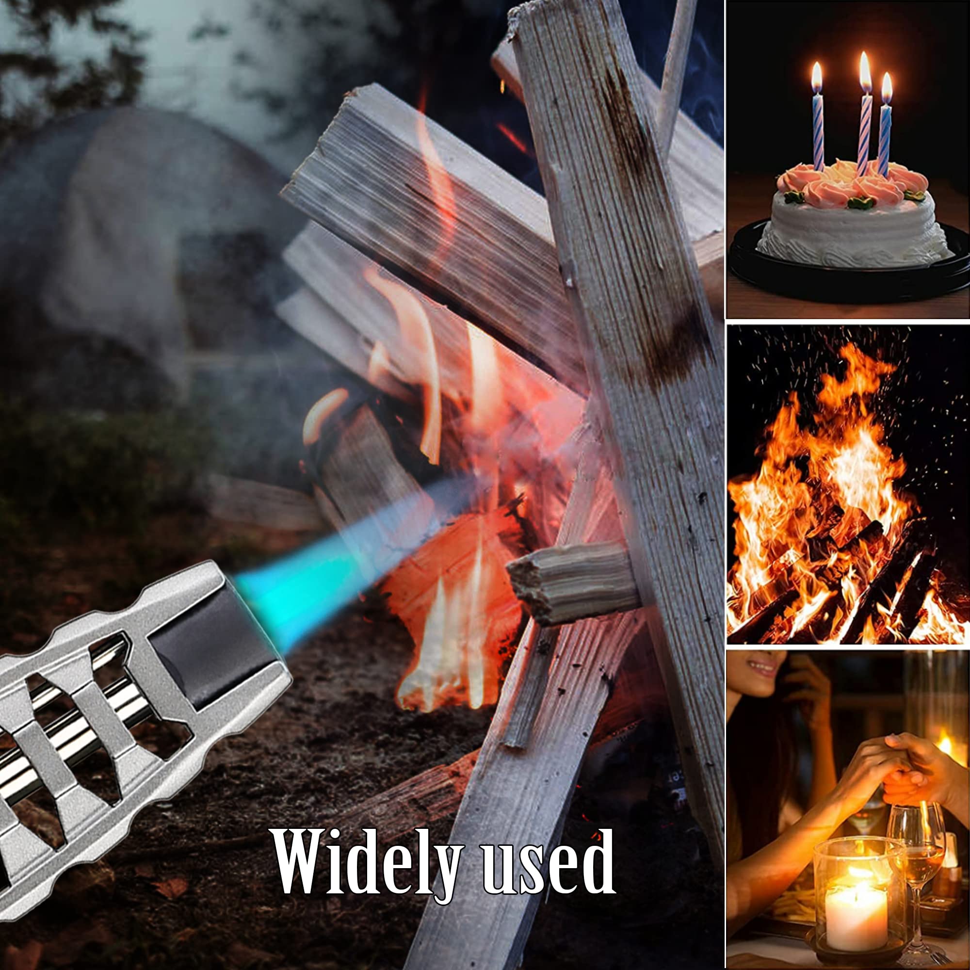 Jet Torch Butane Lighter - Refillable Windproof Lighter with Solar Beam Torch Flame for Candle Lighting, Camping, BBQ & Kitchen Use - Gift Box Included (Butane Not Included) - Brown