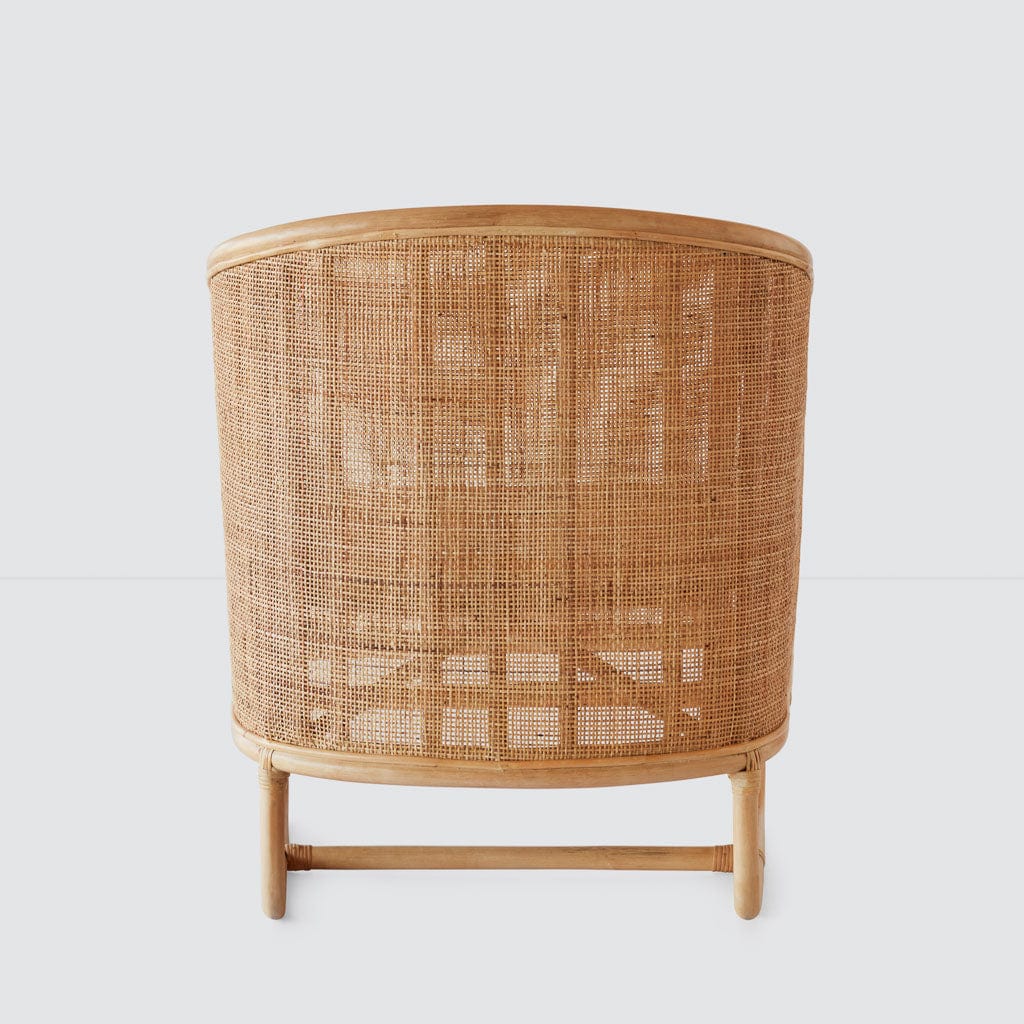 Lindu Cane Lounge Chair - Handwoven Rattan Patio Chair with Cushion - Perfect for Outdoor, Garden, Poolside & Balcony Relaxation