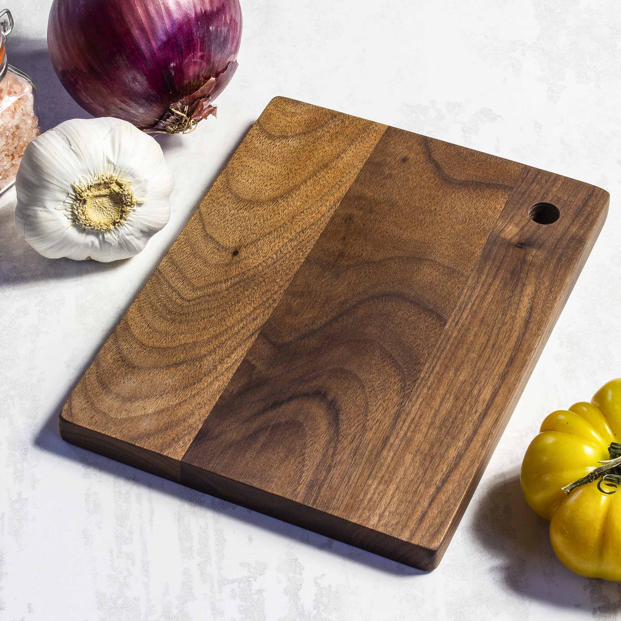 Premium Walnut Wood Small Cutting Board 8x6.3 Inches - TB Home® Durable Kitchen Chopping Board for Cheese, Fruits, Vegetables - Perfect for Home, Camping, Gifts