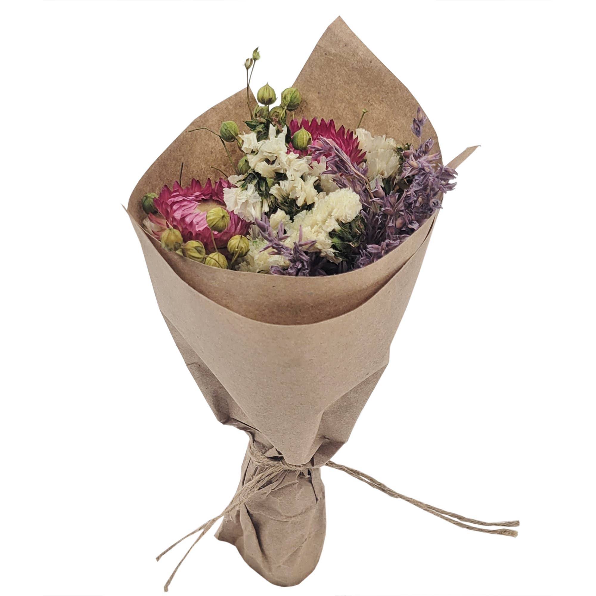 Mini Strawflower & Larkspur Bouquet Bundle - Dried Flower Arrangement for Home Decor, Wedding Centerpieces, DIY Crafts & Gift Giving