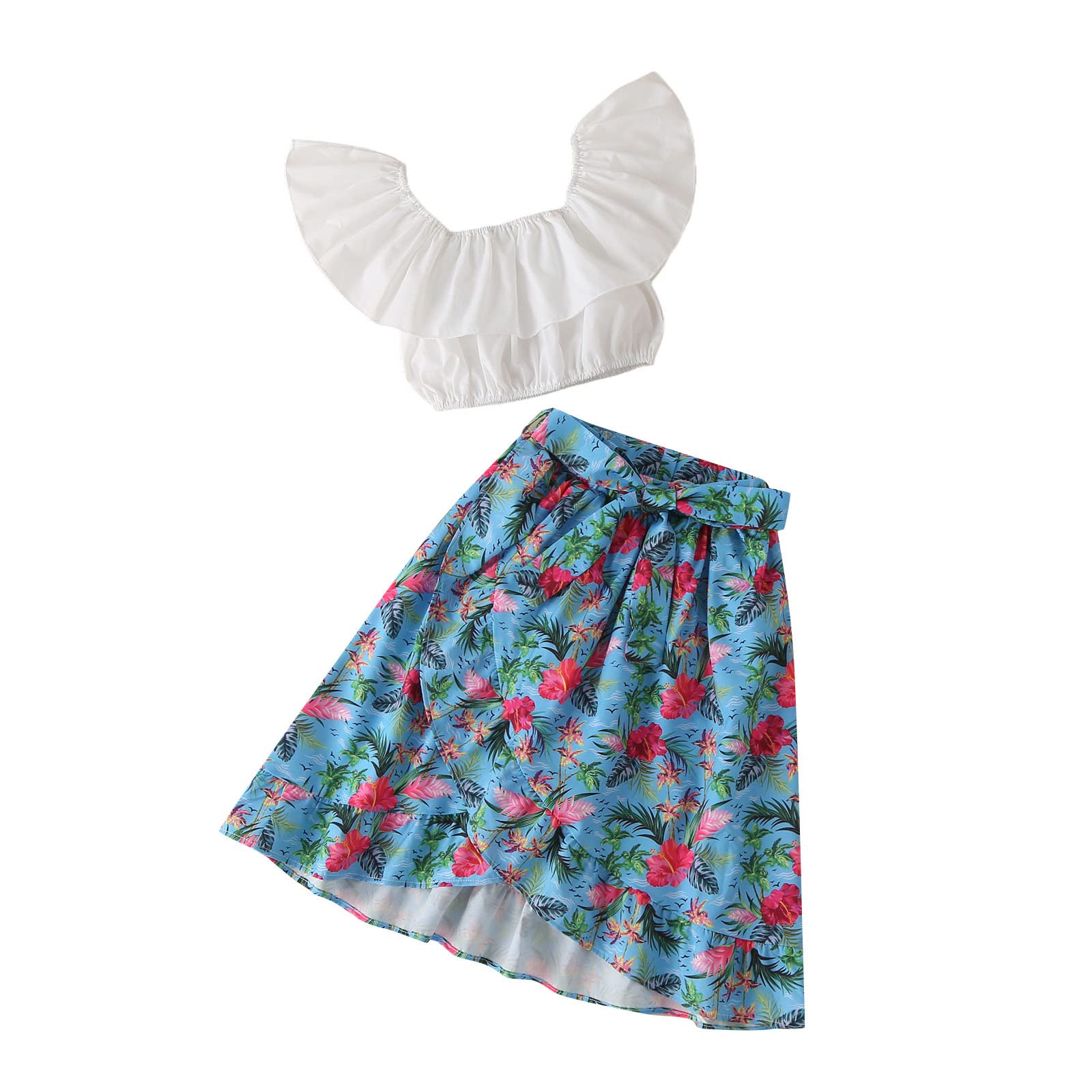 Newborn Baby Girl Outfit - One Shoulder Top & Floral Skirt 2-Piece Set | Cute Infant Girl Clothes for Photoshoots, Parties & Special Occasions