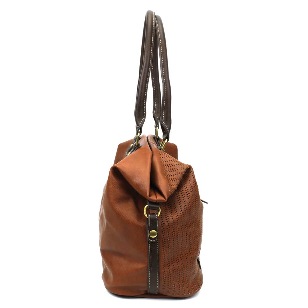 CHALA Laser Cut Crossbody Shoulder Bag - Faux Leather Tote Purse for Women (Brown) | Perfect for Work, Travel & Everyday Use