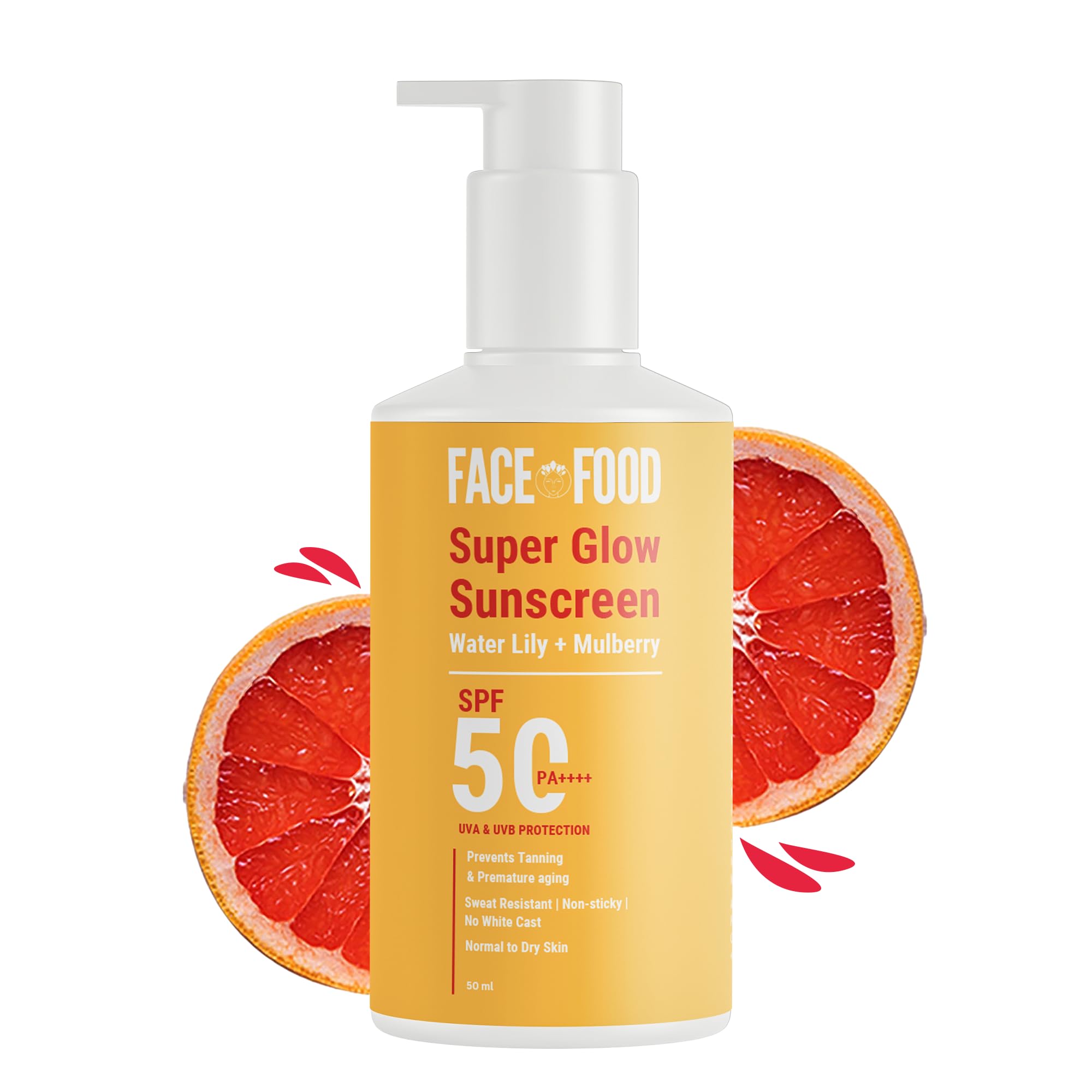 Organic Super Glow Moisturizer with SPF 50 PA++++ | Oil-Free Face Sunscreen for Oily, Normal & Combination Skin | UV & Blue Light Protection | Lightweight, No White Cast | 50g | Perfect for Daily Sun Protection & Anti-Aging Skincare Routine