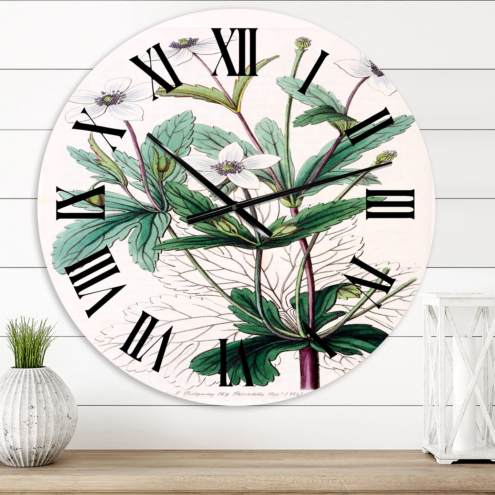 Vintage Floral Wall Clock - Large Traditional Botanical Design for Kitchen Decor | Perfect for Farmhouse, Living Room & Office