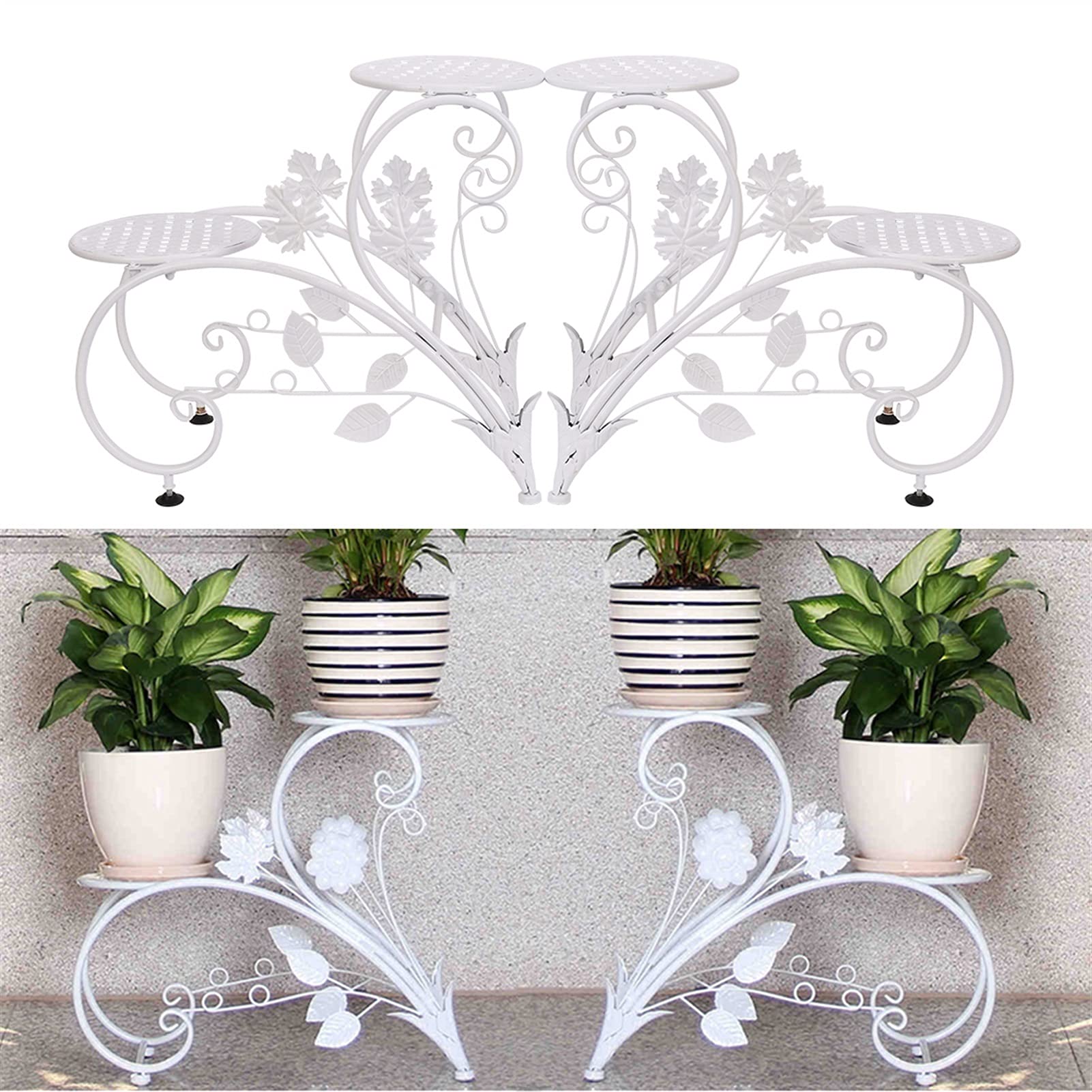 2-Pack Classic Tall Plant Stands - Indoor Outdoor Flower Pot Holder Rack for Patio, Garden & Home Decor | Sturdy Planter Shelves for Potted Plants, Succulents & Herbs