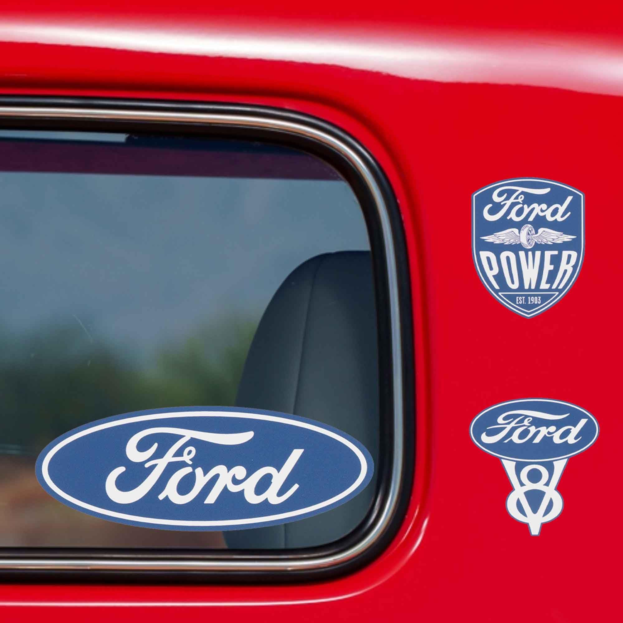 Ford Logo Vinyl Decals Stickers - 4-Pack Car, Window, Laptop & Water Bottle Decals for Ford Enthusiasts | Perfect for Customizing Vehicles, Tech Gear & Drinkware