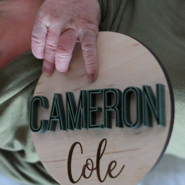 Personalized Baby Name Announcement Disc - Custom Newborn Photo Prop, Hospital Birth Sign & Unique Baby Shower Gift for Gender Reveal, Nursery Decor & First Birthday Party