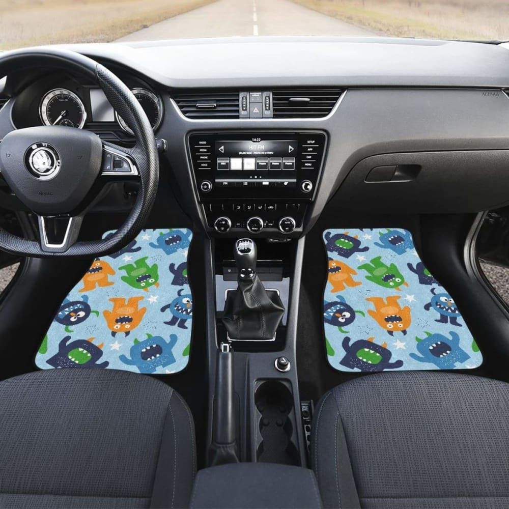 Alien Pattern Print Car Mats - Non-Slip Front and Back Floor Mats for Cars, SUVs, Trucks - Durable All-Weather Protection for Driving, Travel, and Daily Commute