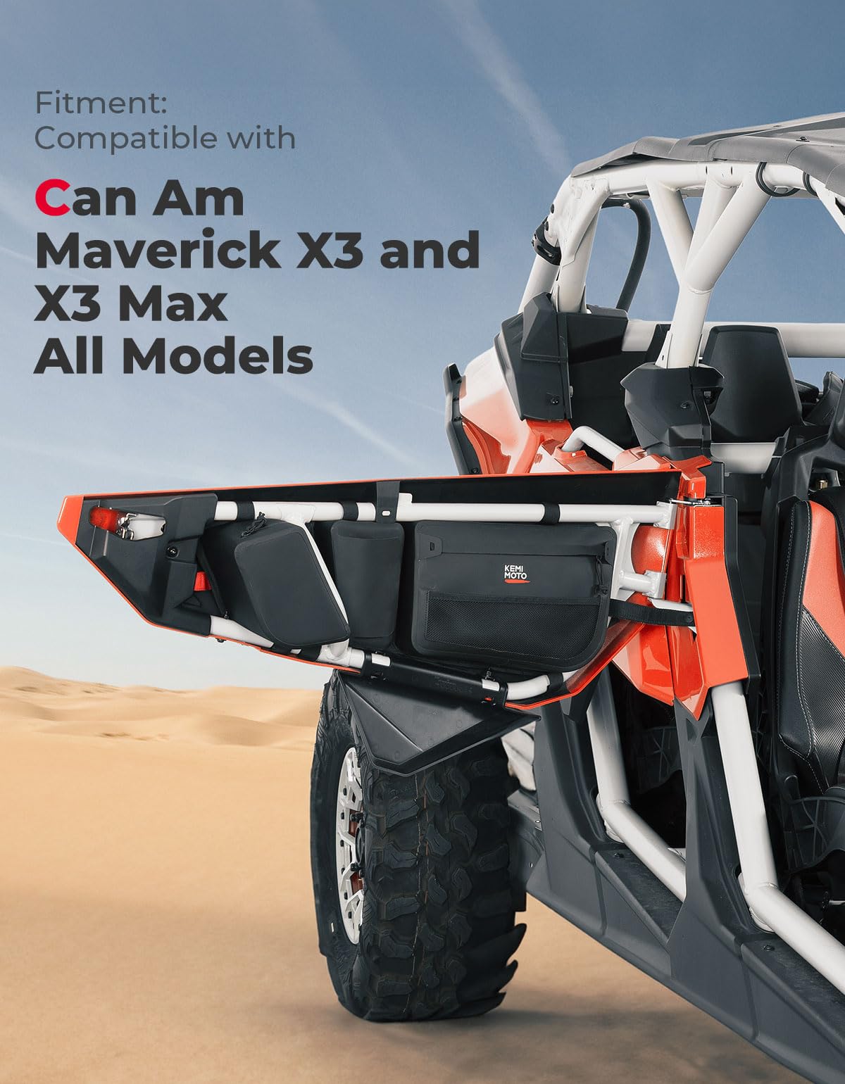 KEMIMOTO X3 Door Bags - Waterproof TPU IPX6 Zippered Storage Pouches for Can-Am Maverick X3 & MAX Models (2017-2025) - 2 Pack - Perfect for Off-Road Adventures, Hunting Gear Storage & Side-by-Side Accessories