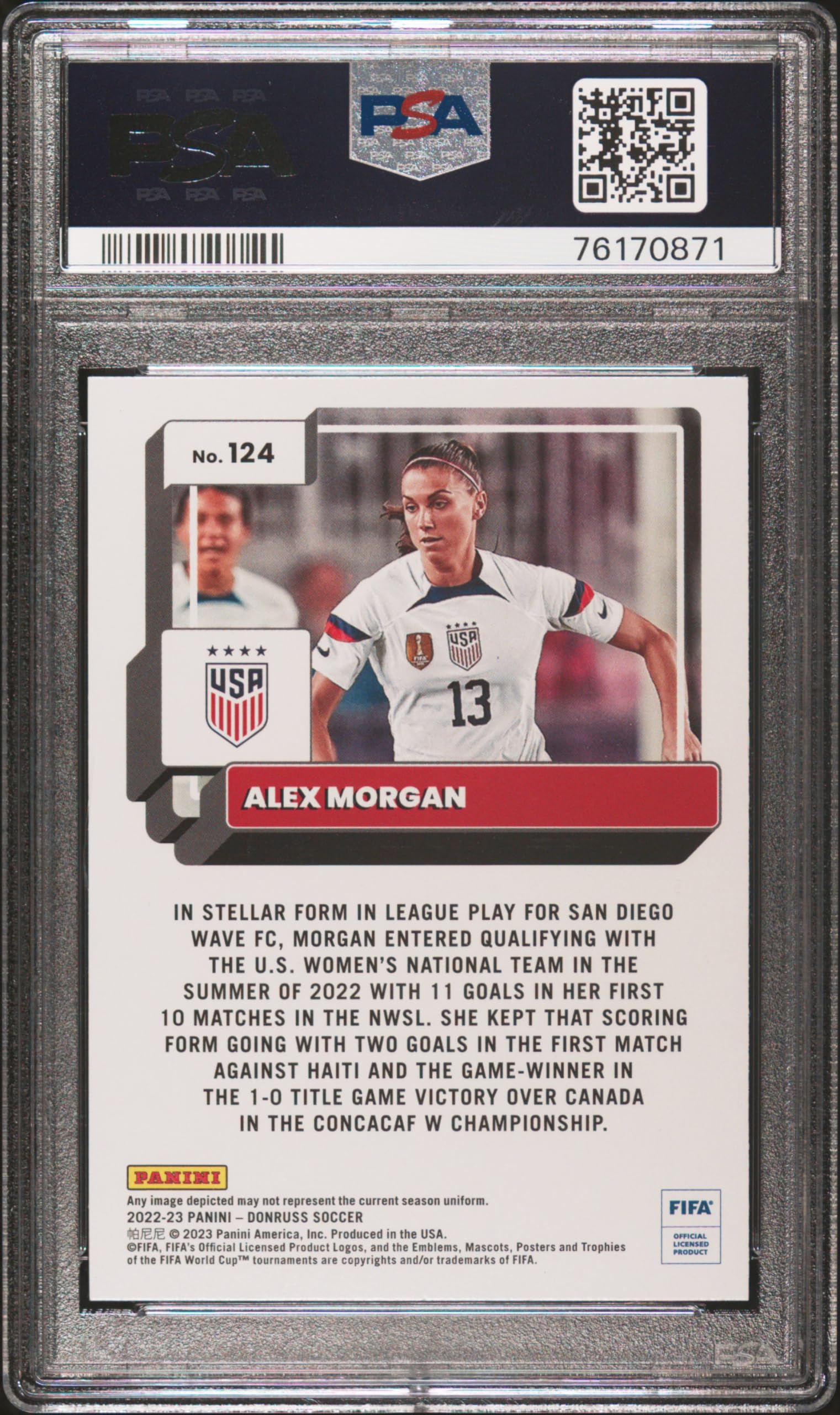 Alex Morgan 2022 Panini Donruss Optic World Cup Orange Soccer Card #124 PSA 10 Gem Mint - Perfect for Soccer Collectors, World Cup Memorabilia & Sports Card Investments