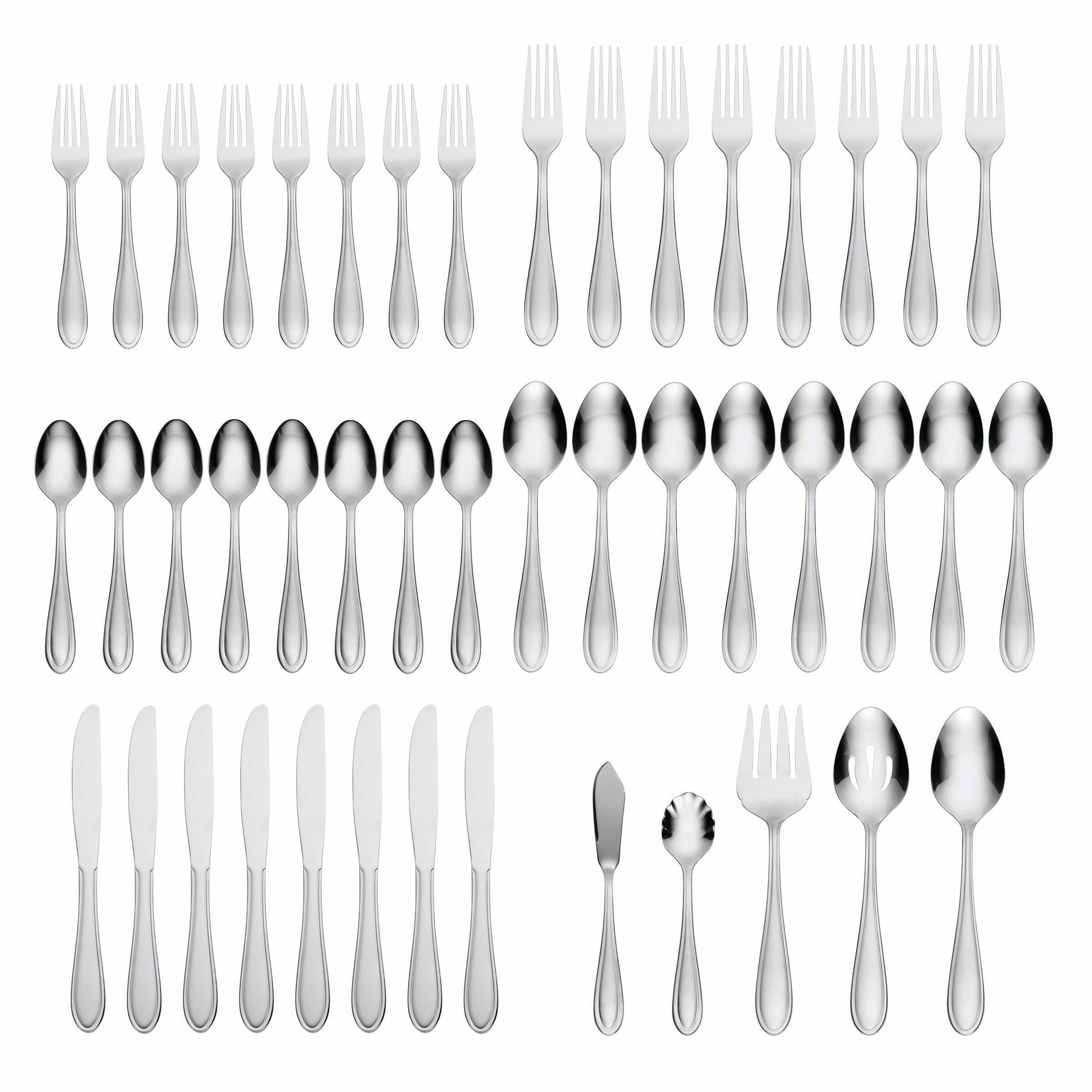 Lincoln 46-Piece Stainless Steel Flatware Set with Storage Caddy - Elegant Silverware for Dinner Parties, Weddings & Everyday Dining