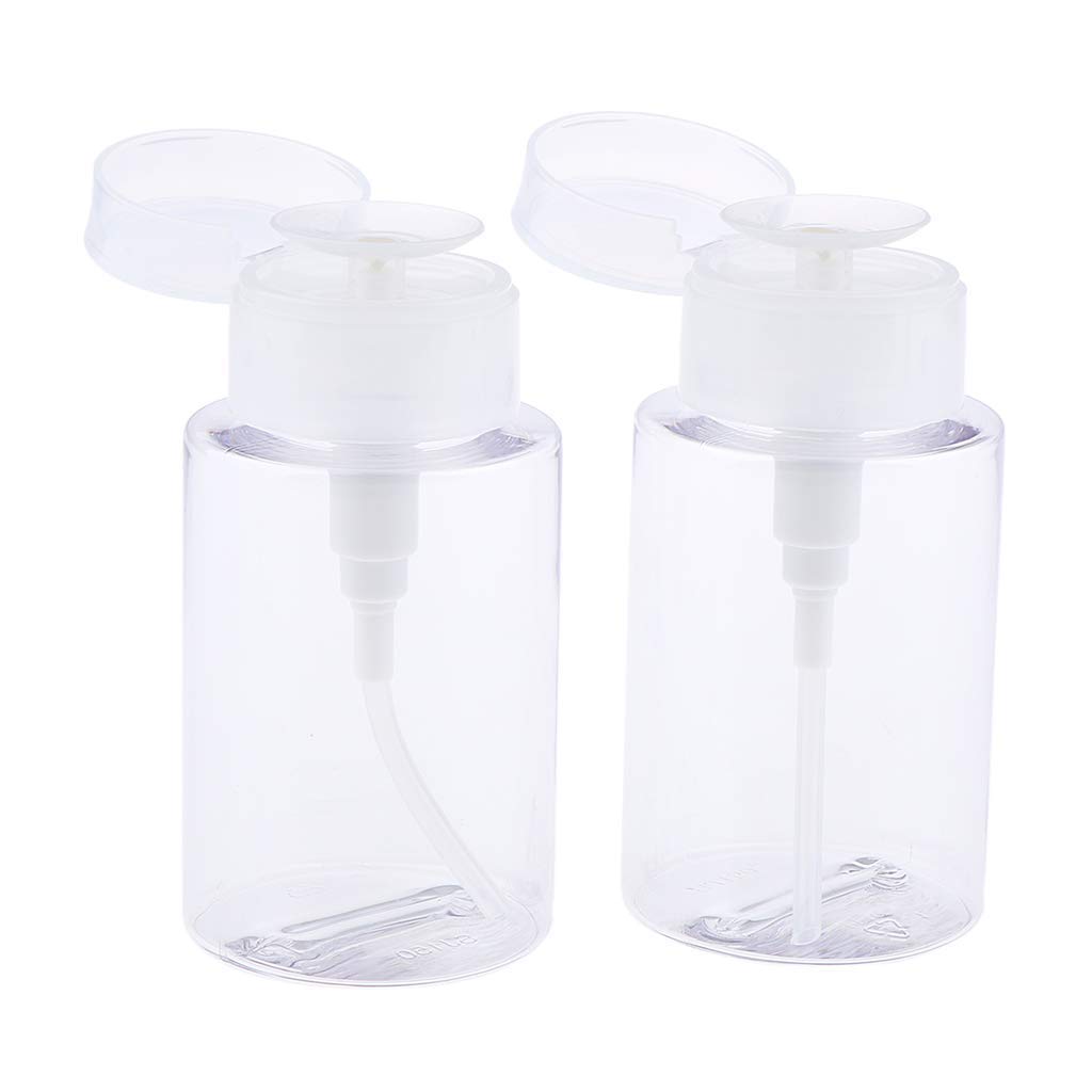 2-Pack Clear 150ml Pump Dispenser Bottles for Liquid Soap, Alcohol & Hand Sanitizer - Push Down Dispenser for Bathroom, Kitchen & Office Use