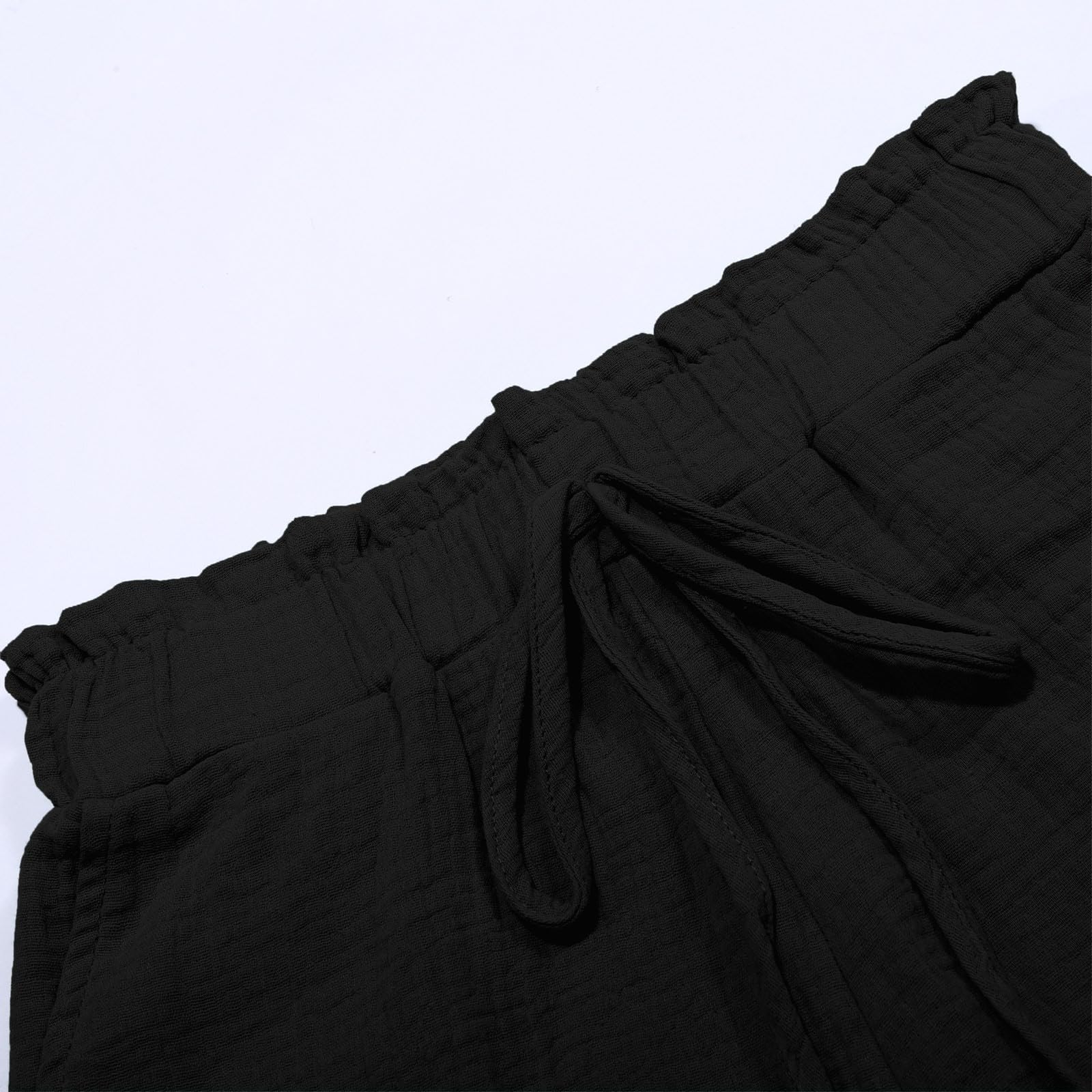 Women's High Rise Elastic Waist Drawstring Shorts - Stretchy Summer Lounge Shorts with Pockets for Casual Wear, Yoga, and Beach Vacation