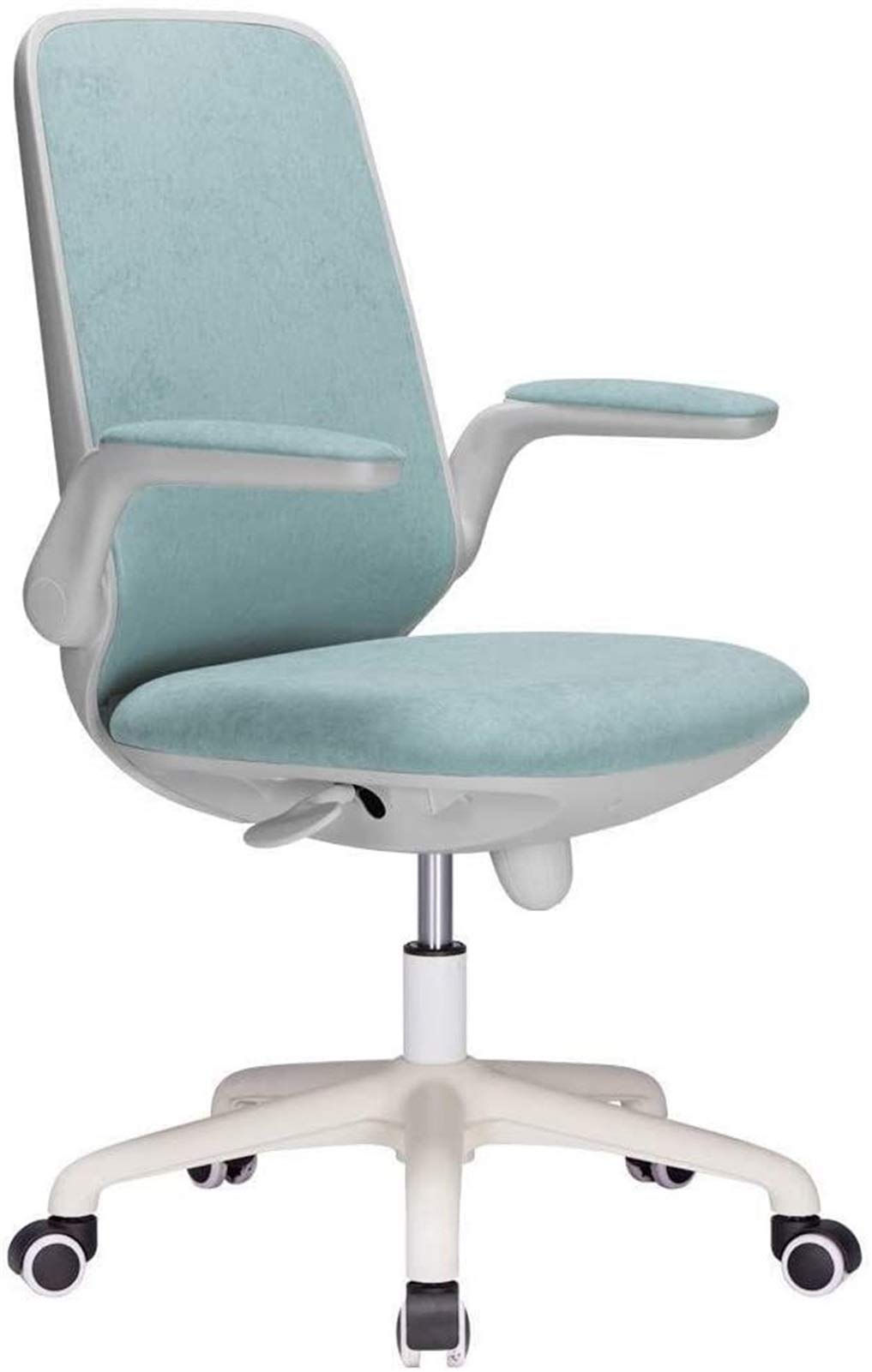 Ergonomic Swivel Office Chair with Padded Armrests & Lumbar Support - 360° Rotating Breathable Fabric Desk Chair for Home Office, Study & Gaming - Adjustable Height & 260 lbs Weight Capacity (Blue) - Perfect for Workstations, Dorm Rooms & Home Offices