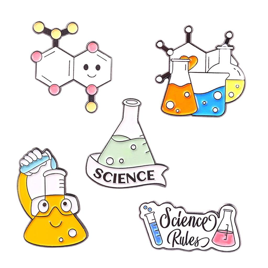 Harilla Funny Science Enamel Pins Set - Chemical Badge, Animal, Frog, Polar Bear & Astronaut Alloy Brooches for Backpack Decoration | Multi-Colored Lapel Pins for Science Lovers, Students & Teachers | Perfect for School Bags, Jackets & Gifts
