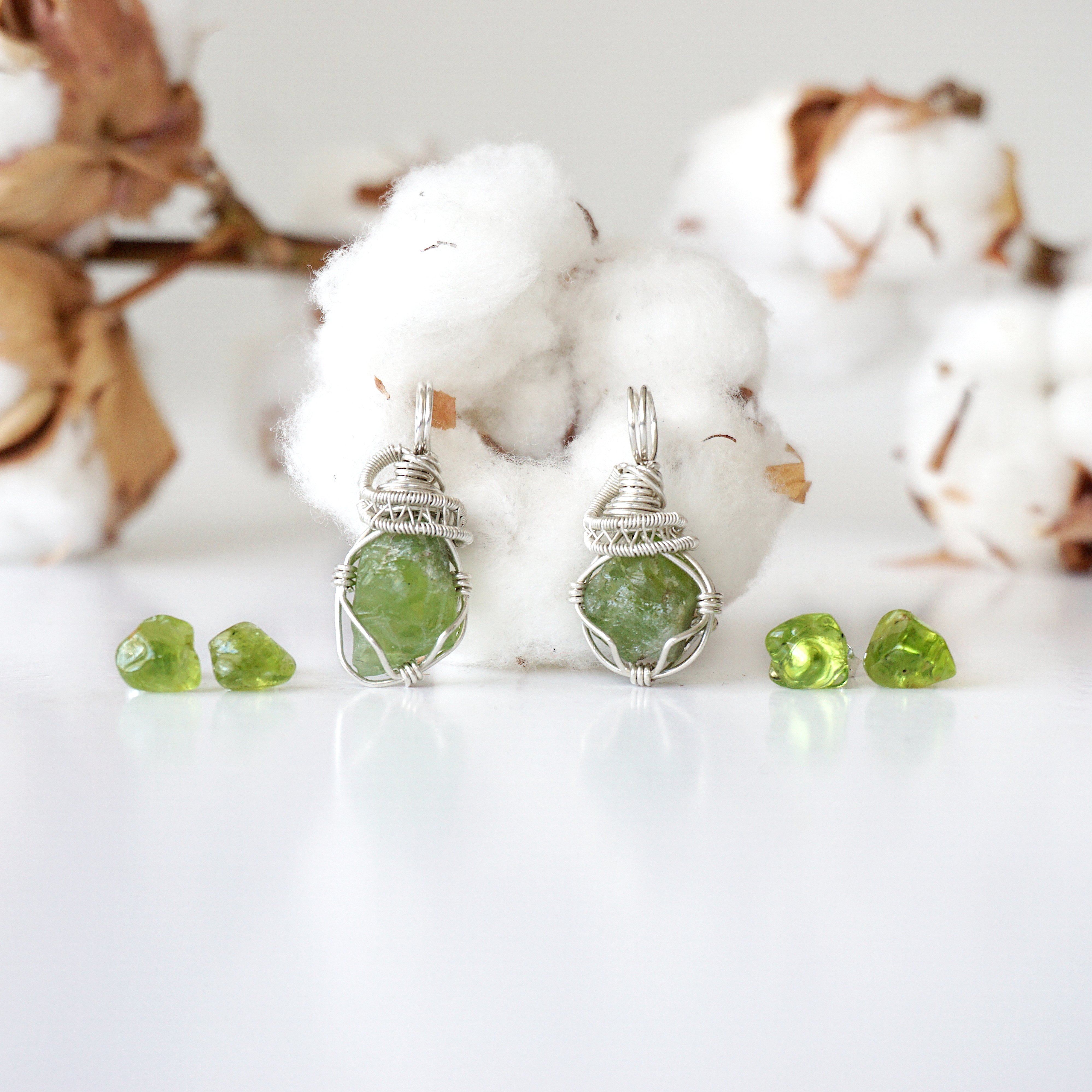 Peridot Jewelry Gift Set - Sterling Silver Earrings & Necklace for Women, Birthday & Anniversary Present | Elegant Olive Green Gemstone Accessories