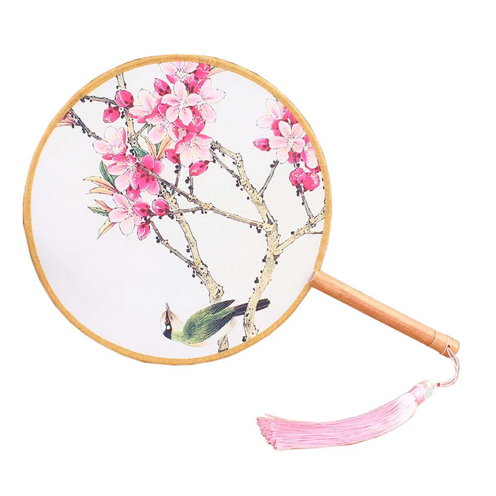 Chinese Wooden Hand Fan - Fancy Pumpkin Round Fan for Wedding Favors & Home Decor