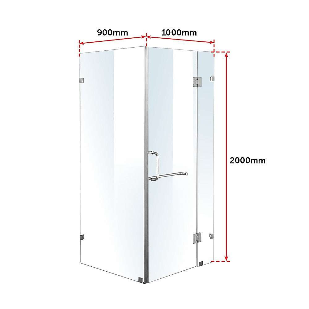 10mm Frameless Glass Shower Screen - 1000 x 900mm by Della Francesca - Perfect for Modern Bathrooms and Spa-Like Showers