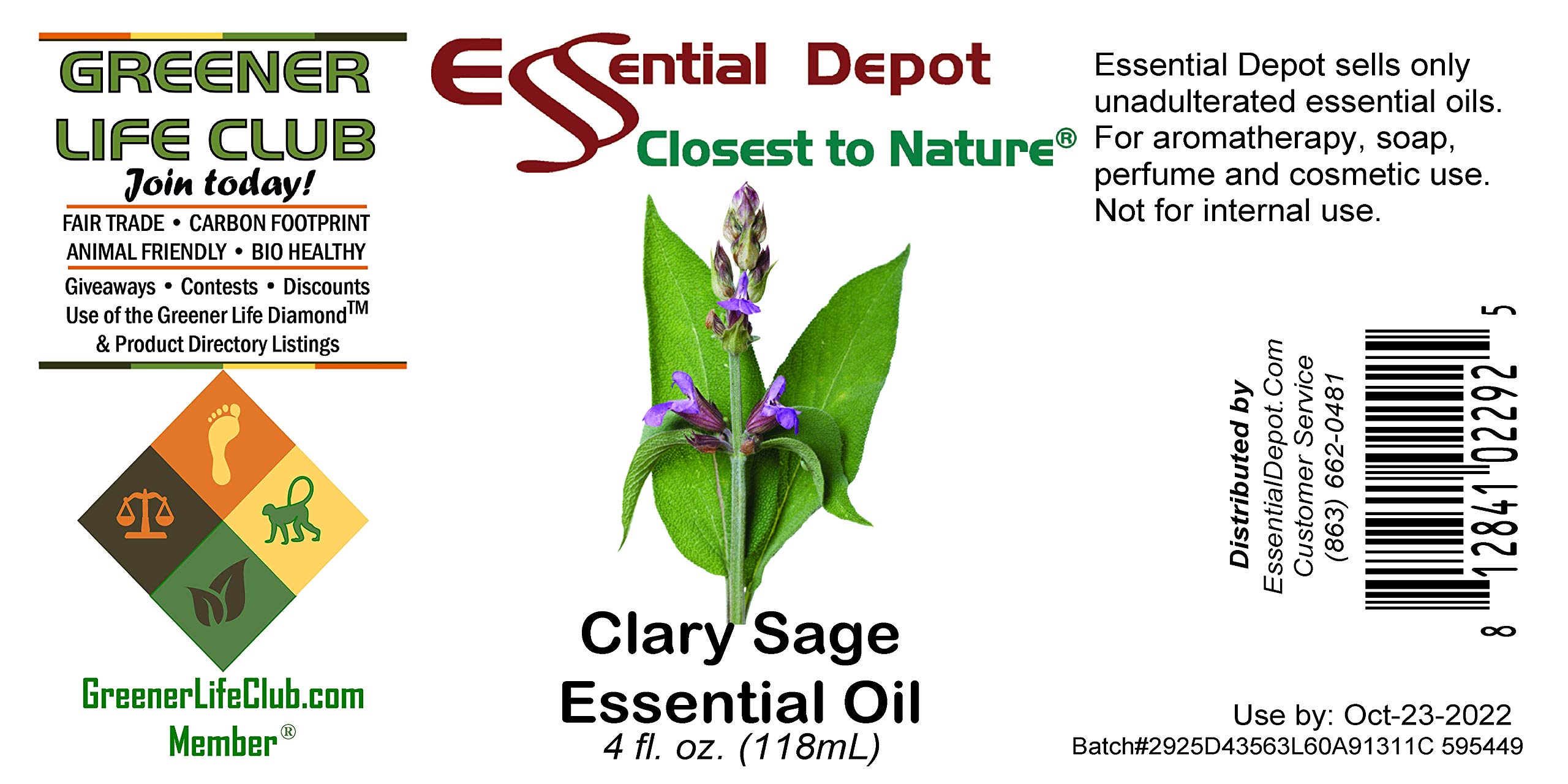 Clary Sage Essential Oil - 4 oz - 100% Pure, GC/MS Tested - Therapeutic Grade Aromatherapy Oil in Amber Glass Bottle with Dropper - for Relaxation, Stress Relief & Skin Care