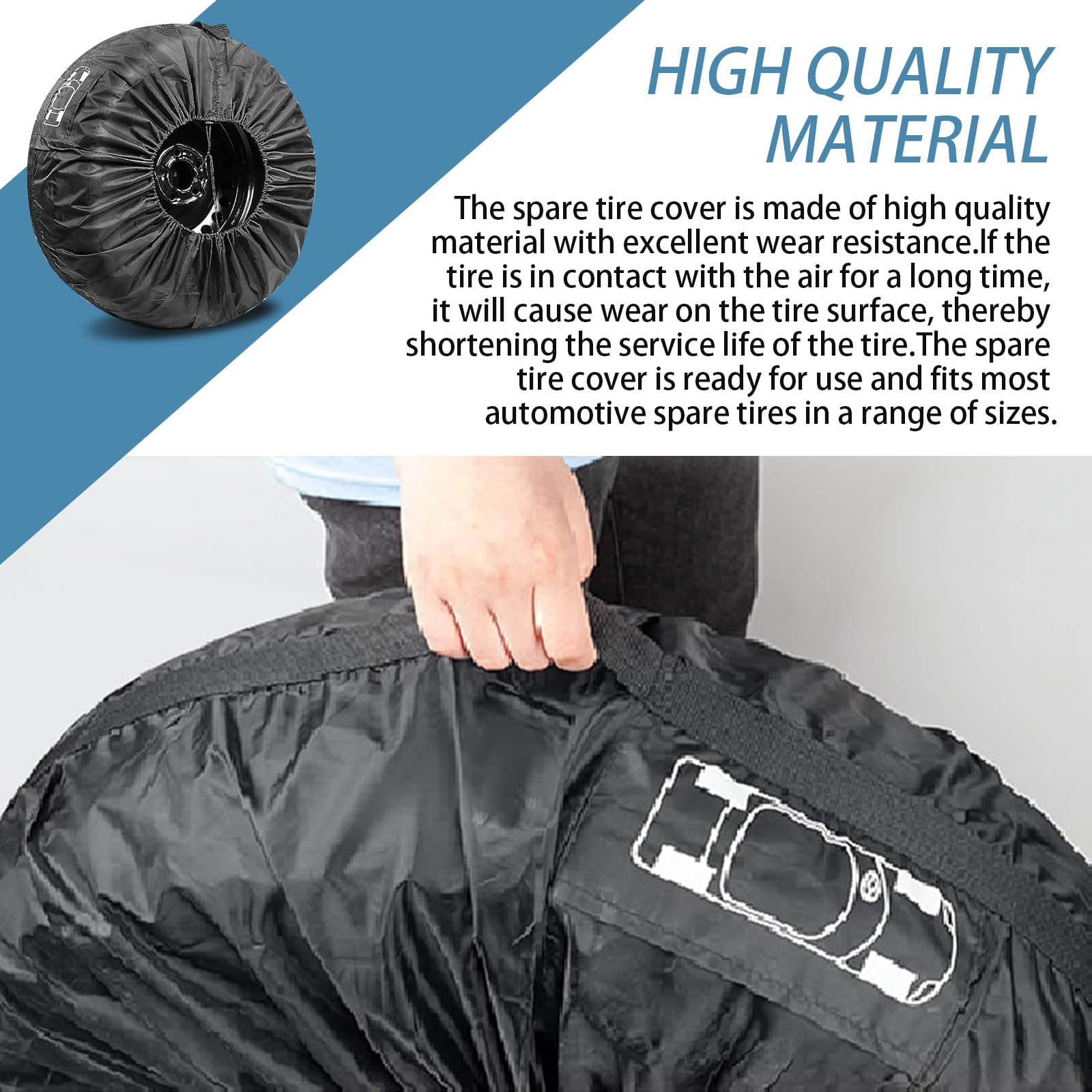1 PC Universal Waterproof Car Spare Tire Cover with Handle - Durable Adjustable Tire Storage Bag Protector for Car, Truck, SUV & RV - Perfect for Road Trips, Off-Road Adventures & Vehicle Protection (Black #L)