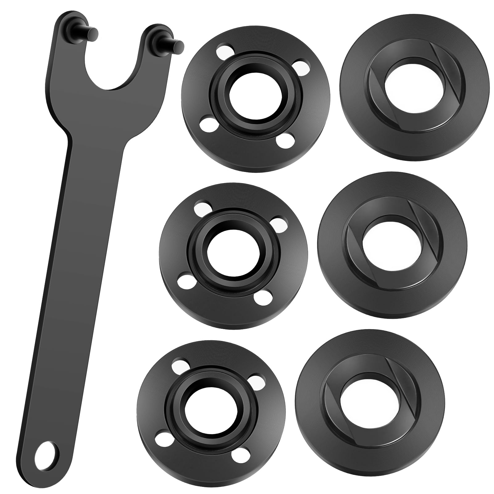 7PCS Angle Grinder Nut & Flange Wrench Set - 5/8-11 Metal Lock Nut - Compatible with Dewalt, Milwaukee, Metabo, Bosch & Black & Decker 4.5